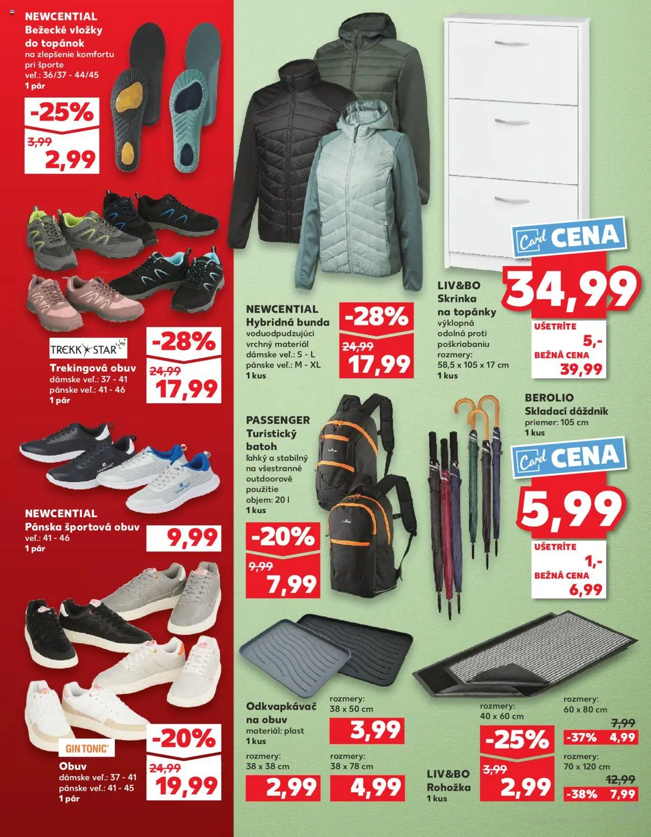 Náhľad Kaufland letáku platného od 02.10.2025 - Topánky, Gin, Bunda, Batoh, Skrinka, Rohožka, Dáždnik, Športová obuv