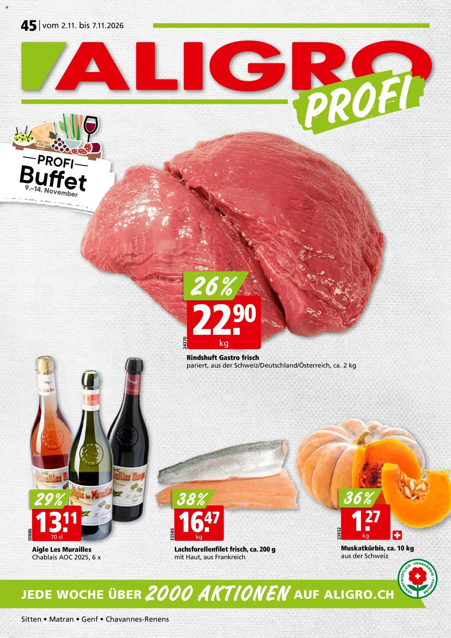 Vorschau des Merkblatts Aligro aktionen Chavannes, Matran, Genf, Sitten vom Shop Aligro gültig von 02.11.2026 bis 07.11.2026
