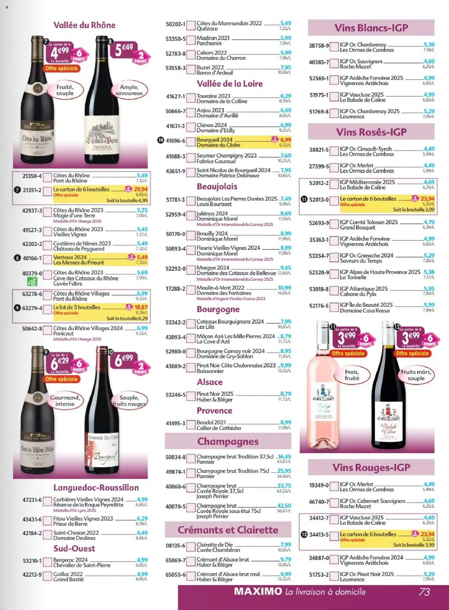 Prévisualisation de Maximo catalogue epicerie du magasin Maximo formulaire valide 26/10/2026 - Cahors, Champagne, Fruits, Tonnelle, Pinot noir, Cabernet Sauvignon, Roche Mazet, Champagne brut