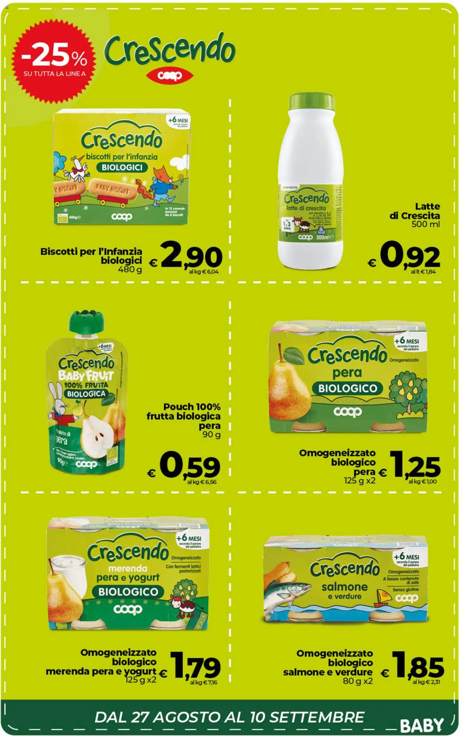 Anteprima dell'opuscolo COOP volantino Sicilia dal negozio COOP valido da 01/09/2026 - Biscotti, Latte, Yogurt, Salmone, Sale, Verdure, Pera, Basso