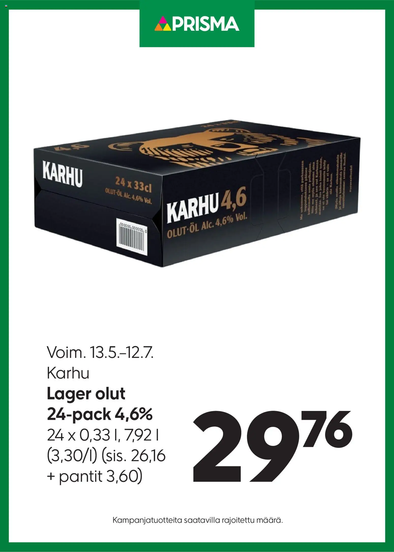Kaupan Prisma Prisma tarjoukset Karhu-olut esikatselu, voimassa 13/05/2026
