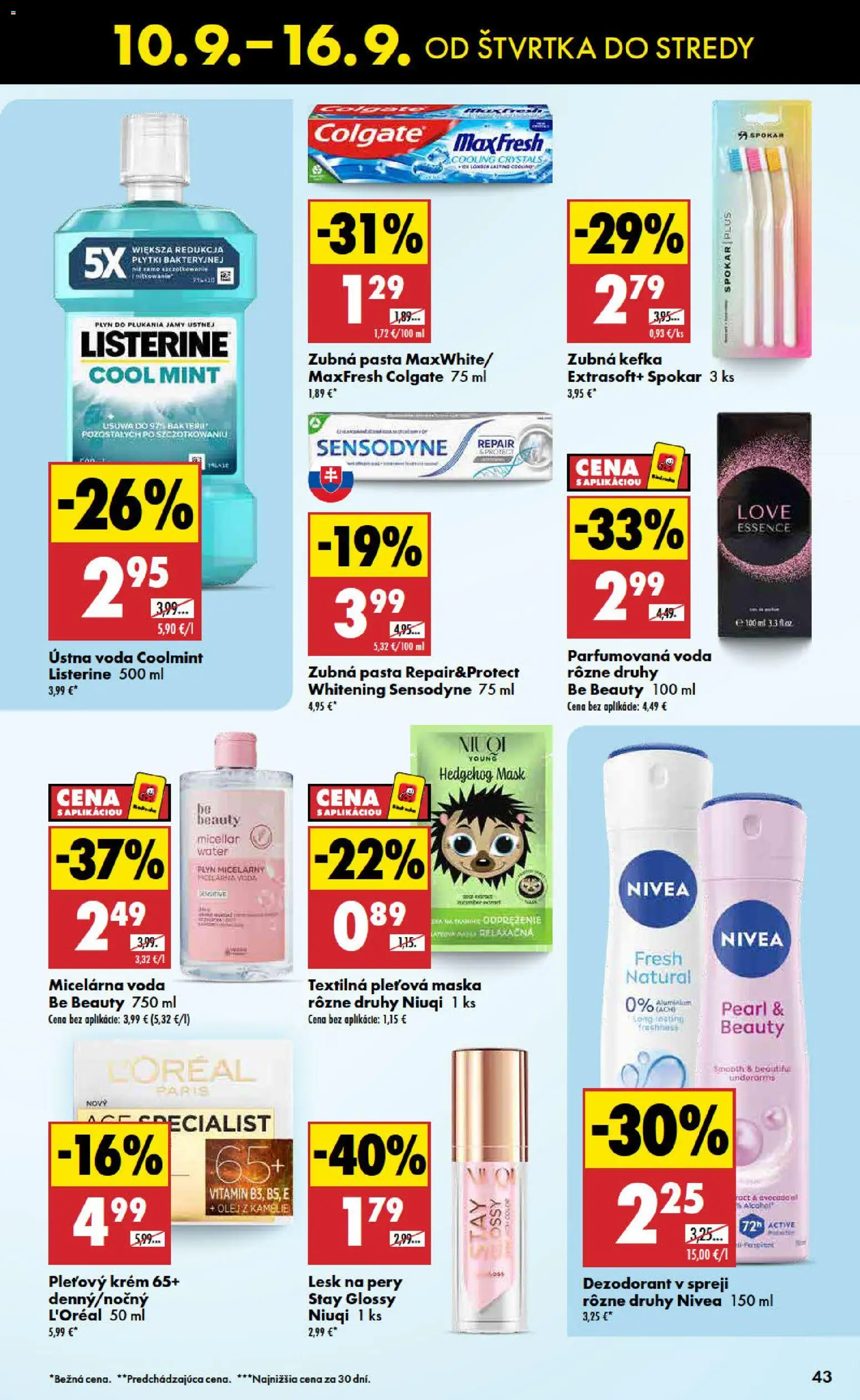 Náhľad Biedronka letáku platného od 10.09.2026 - Voda, Olej, Nivea, Maska, Dezodorant, Zubná pasta, Zubná kefka, Ústna voda