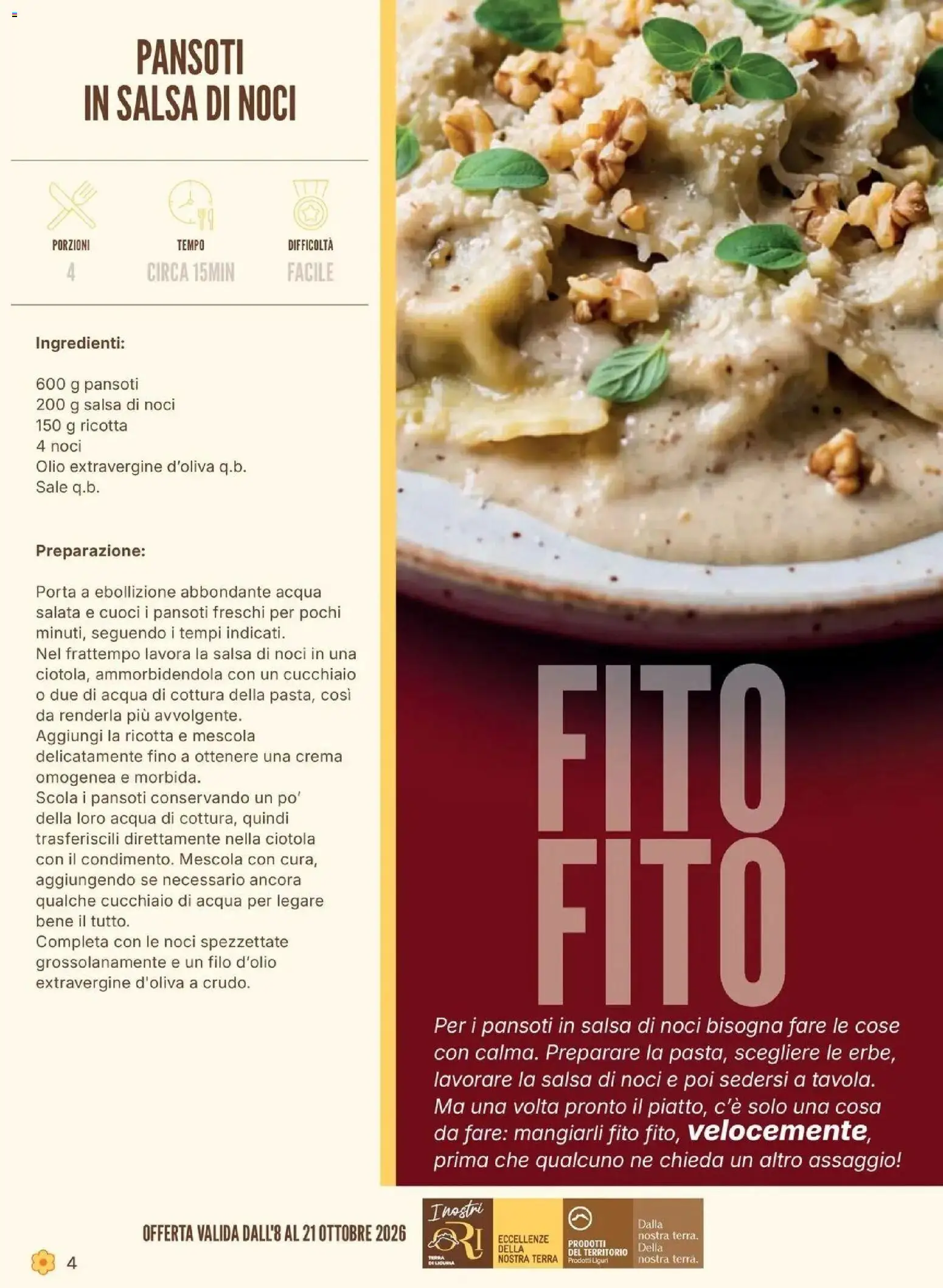 Anteprima dell'opuscolo Conad volantino Vallecrosia dal negozio Conad valido da 08/10/2026 - Crema, Terra, Olio, Ricotta, Porta, Salsa, Ciotola, Ingredienti