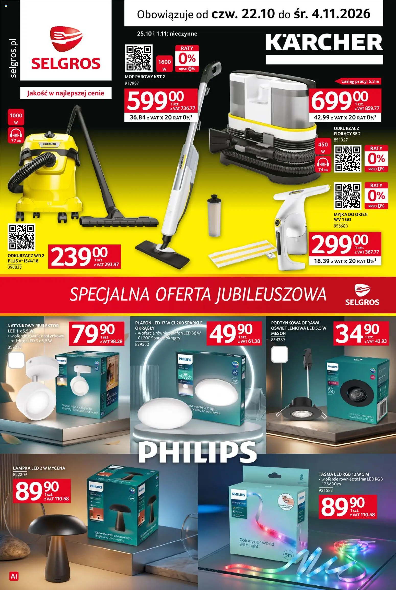 Pogląd gazetki "Selgros cash&carry gazetka - Specjalna Oferta Jubileuszowa" ze sklepu Selgros cash&carry ważnej od 22.10.2026 - Mop, Odkurzacz, Mop parowy, Lampka led, Taśma LED