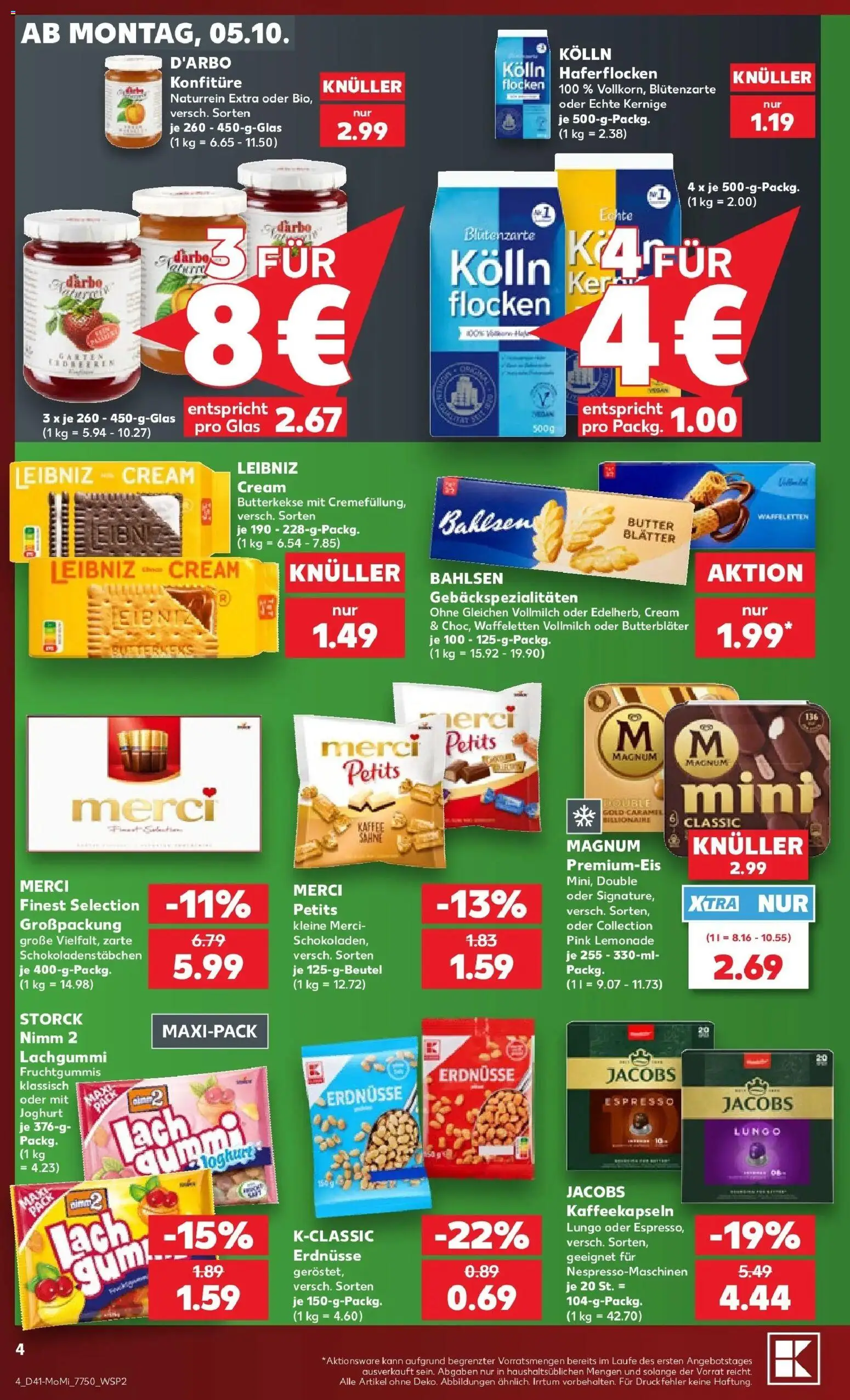 Vorschau von dem Prospekt des Geschäftes Kaufland, gültig ab dem 05.10.2026 - Kaffee, Butter, Joghurt, Merci, Erdnüsse, Butterkekse, Flocken, Kolln