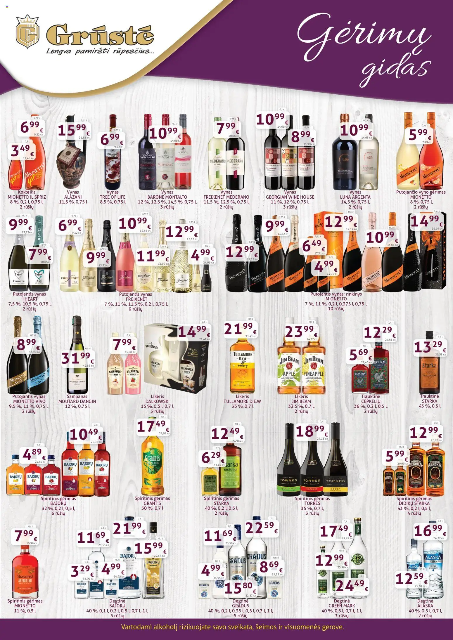 GRUSTE parduotuvės leidinio GRUSTE leidinys - Gėrimų gidas galiojančio nuo 2026.06.01 peržiūra - Vynas, Riešutai, Degtinė