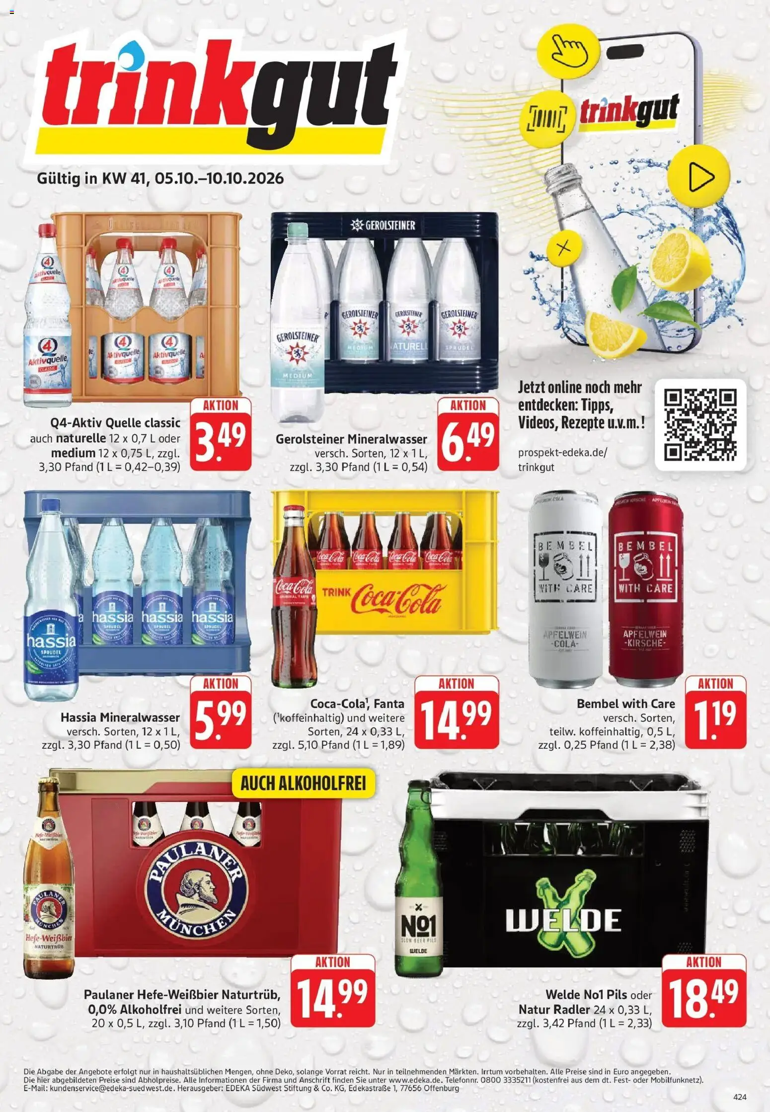Vorschau von dem Prospekt des Geschäftes Trinkgut, gültig ab dem 05.10.2026 - Coca cola, Cola, Mineralwasser, Gerolsteiner, Paulaner, Fanta, Radler, Pils
