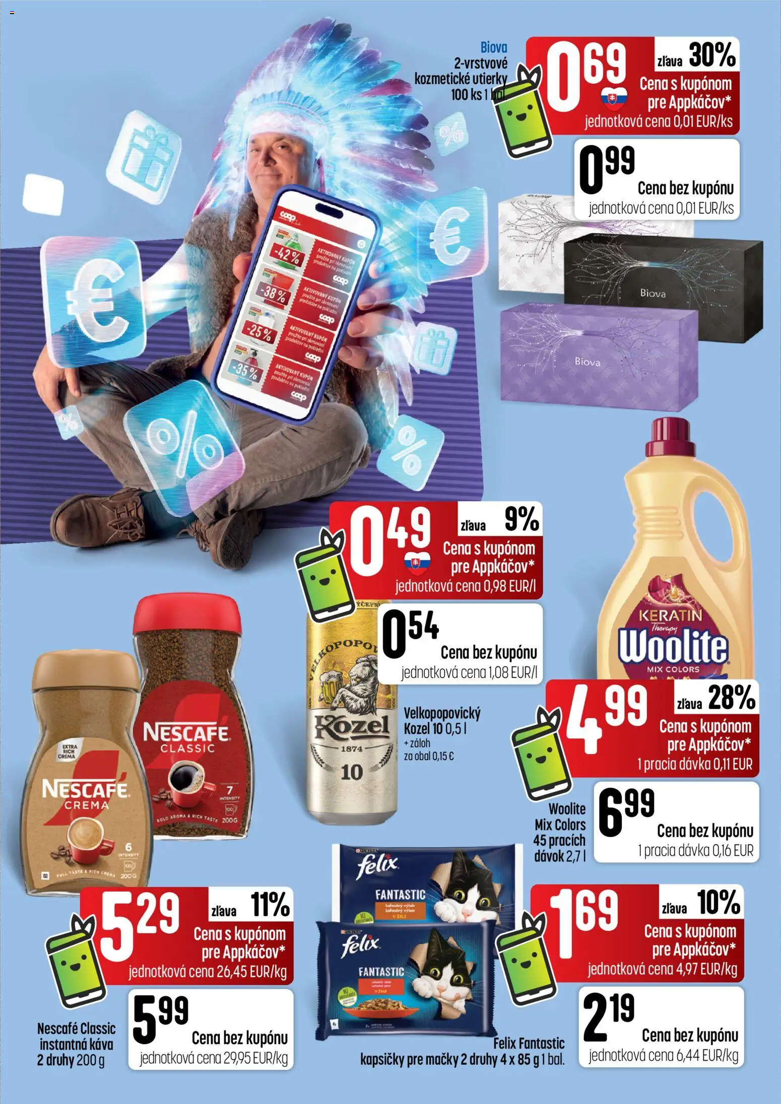 Náhľad COOP Jednota letáku platného od 08.10.2026 - Káva, Felix, Kapsičky pre mačky, Instantná káva, Woolite, Utierky, Nescafé Classic, Kapsičky