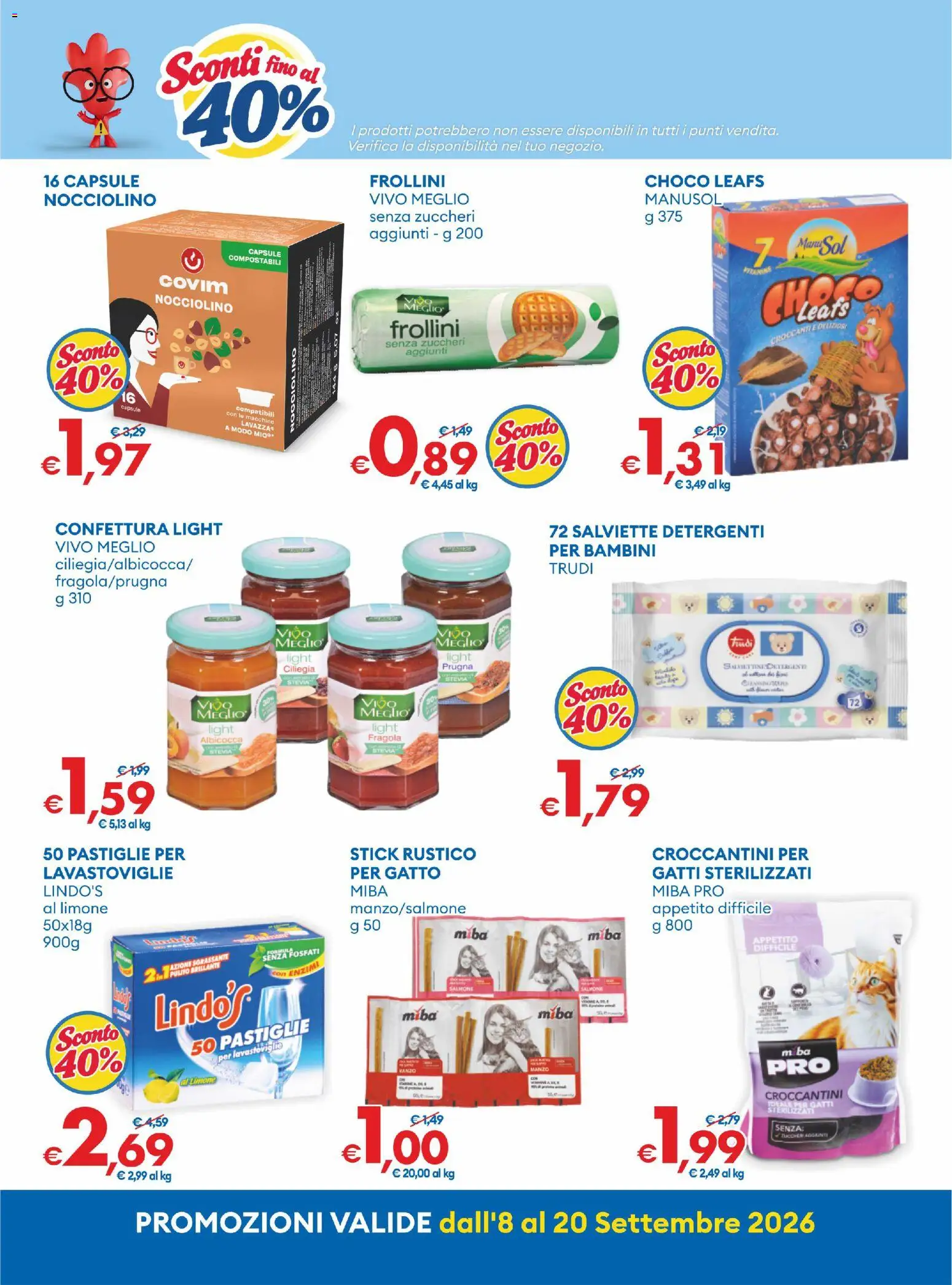 Anteprima dell'opuscolo MD Discount volantino dal negozio MD Discount valido da 08/09/2026 - Limone, Lavastoviglie, Lavazza, Salmone, Manzo, Stevia, Pastiglie per lavastoviglie, Frollini