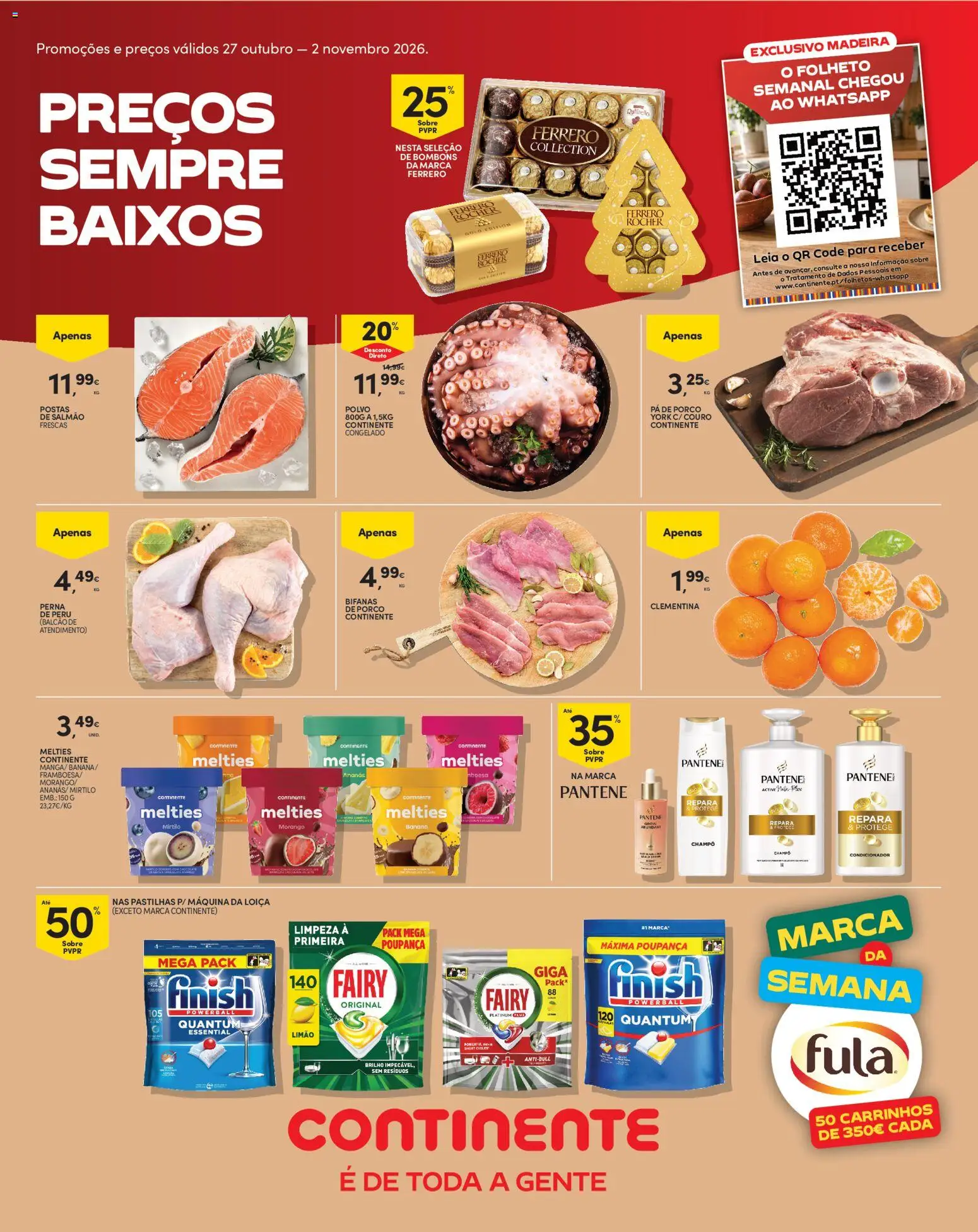 Pré-visualização do folheto da loja Continente válida a partir de 27/10/2026 - Peru, Pá, Polvo, Ferrero rocher, Salmão, Condicionador, Ananás, Pá de porco
