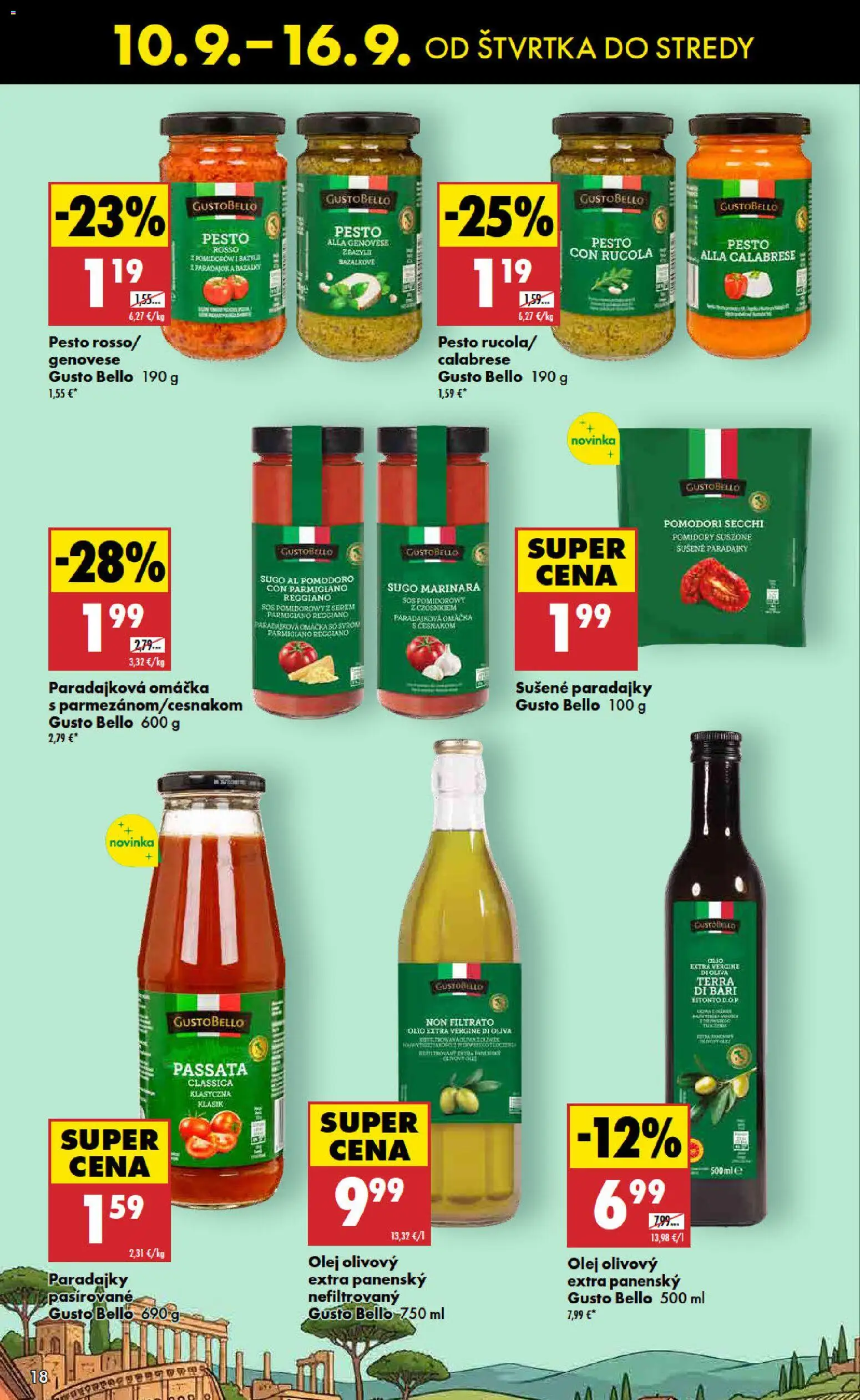 Náhľad Biedronka letáku platného od 10.09.2026 - Olej, Paradajky, Pesto, Sušené paradajky, Omáčka, Parmigiano Reggiano
