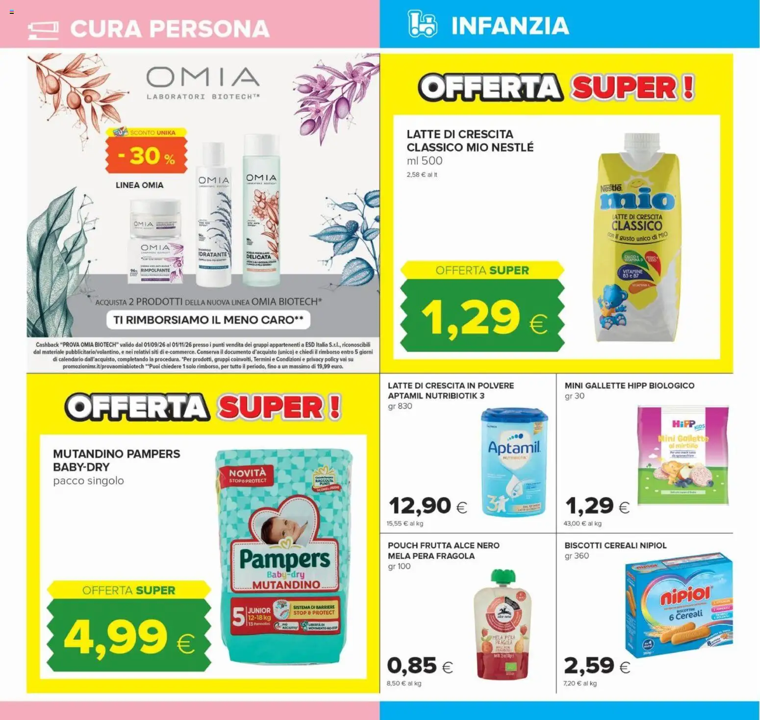 Anteprima dell'opuscolo Oasi volantino dal negozio Oasi valido da 22/10/2026 - Biscotti, Latte, Frutta, Cereali, Pampers, Pera, Pannolini, Caro