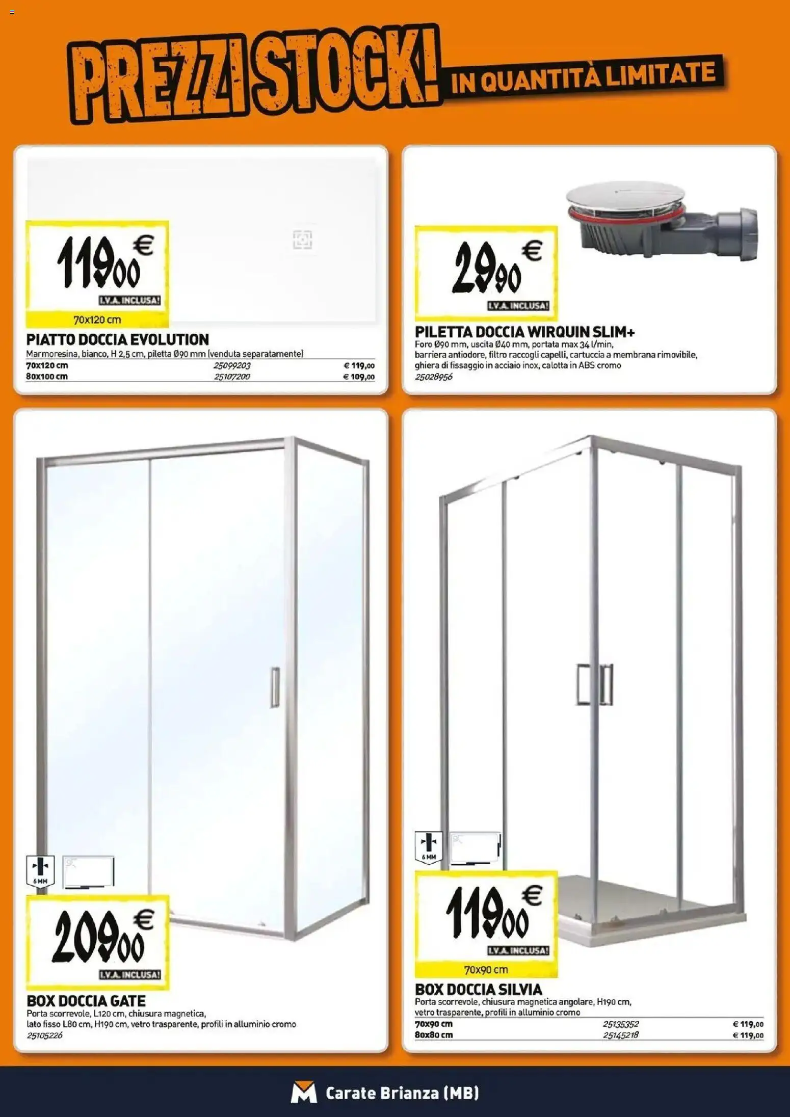 Anteprima dell'opuscolo TECNOMAT catalogo Carate Brianza dal negozio TECNOMAT valido da 29/10/2026 - Box doccia, Piatto, Doccia, Porta, Alluminio