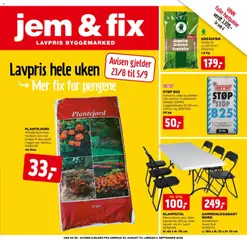 Forhåndsvis Jem & Fix kundeavis fra butikk Jem & Fix gyldig fra 23/08/2026