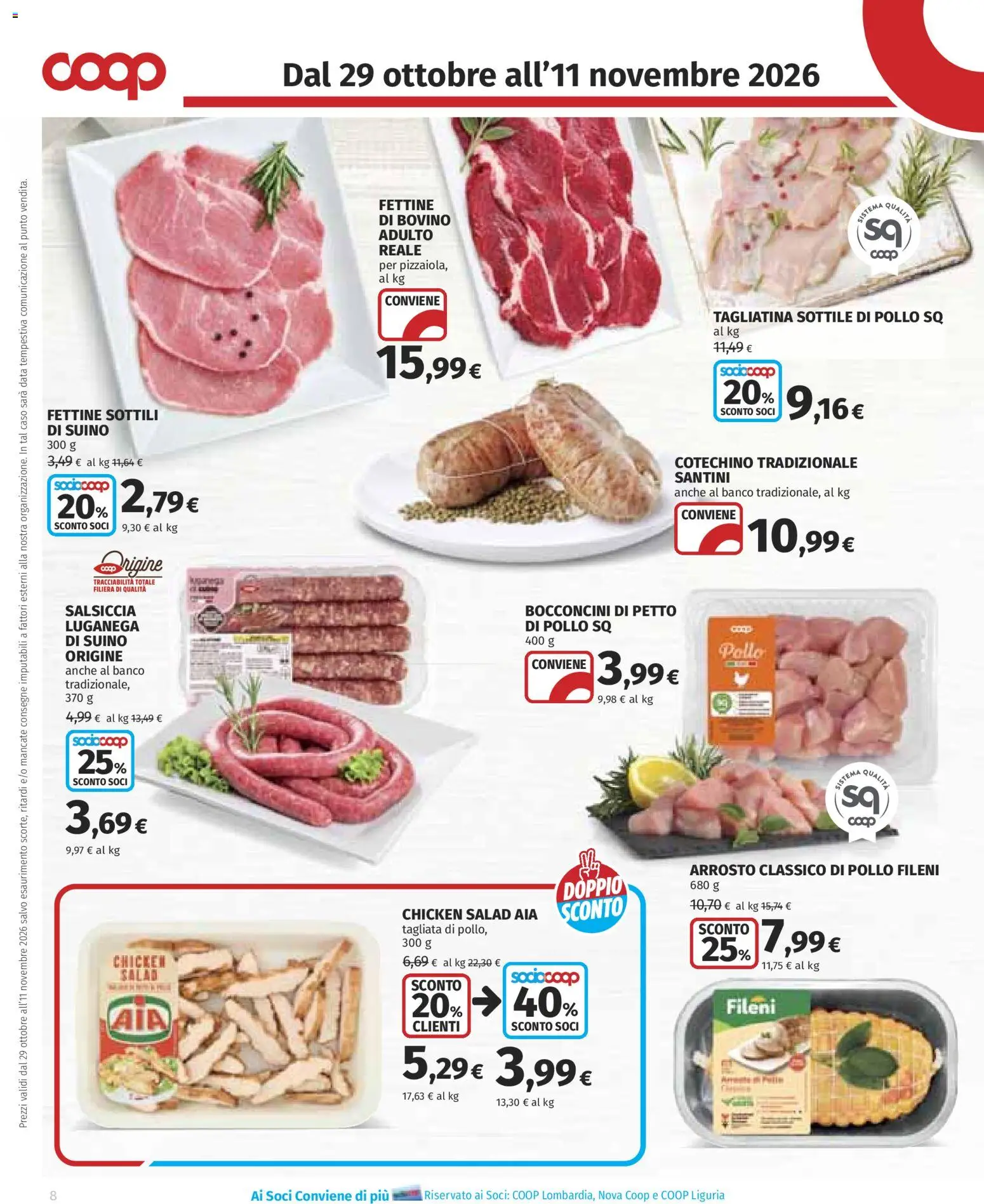 Anteprima dell'opuscolo COOP volantino Superstore dal negozio COOP valido da 29/10/2026 - Pollo, Salsiccia, Bovino, Cotechino, Suino, Arrosto, Data