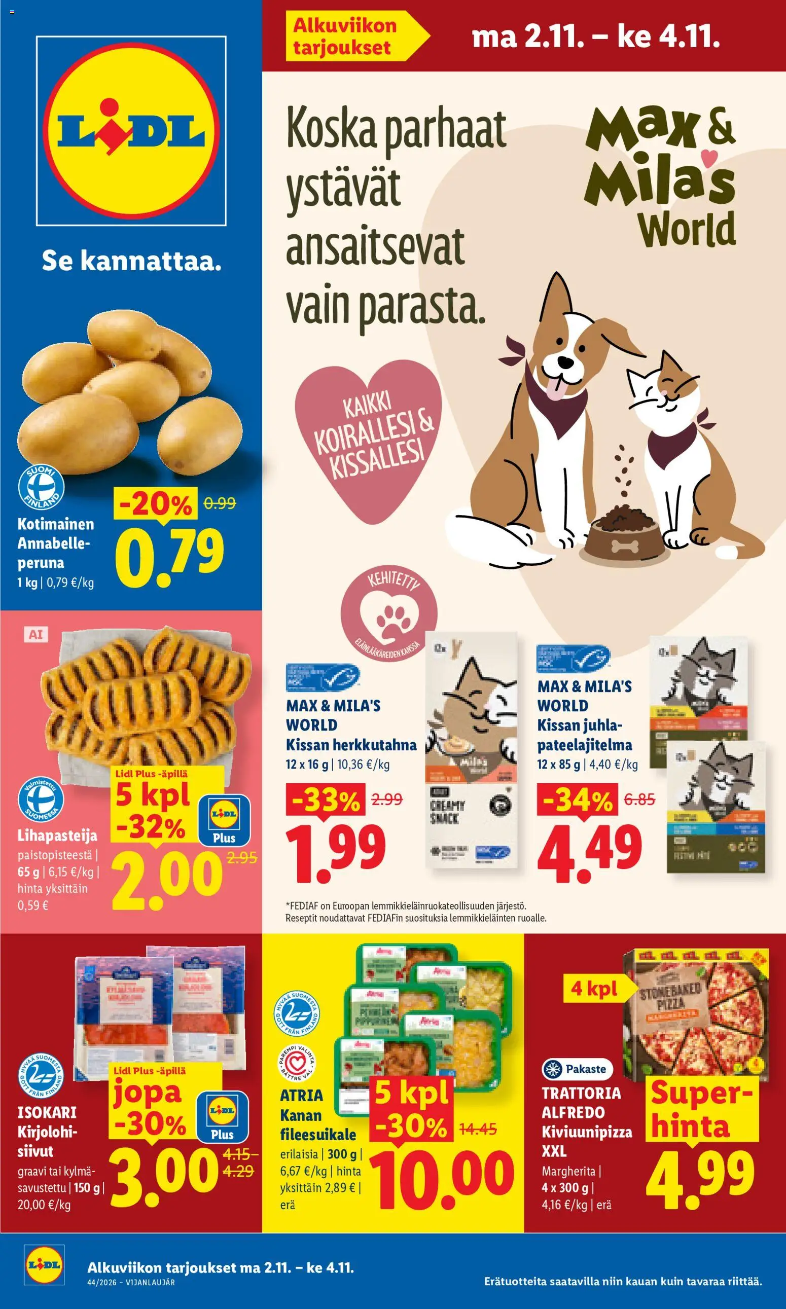 Kaupan Lidl Lidl tarjoukset Vihti esikatselu, voimassa 02/11/2026 - Pizza, Peruna, Kirjolohi