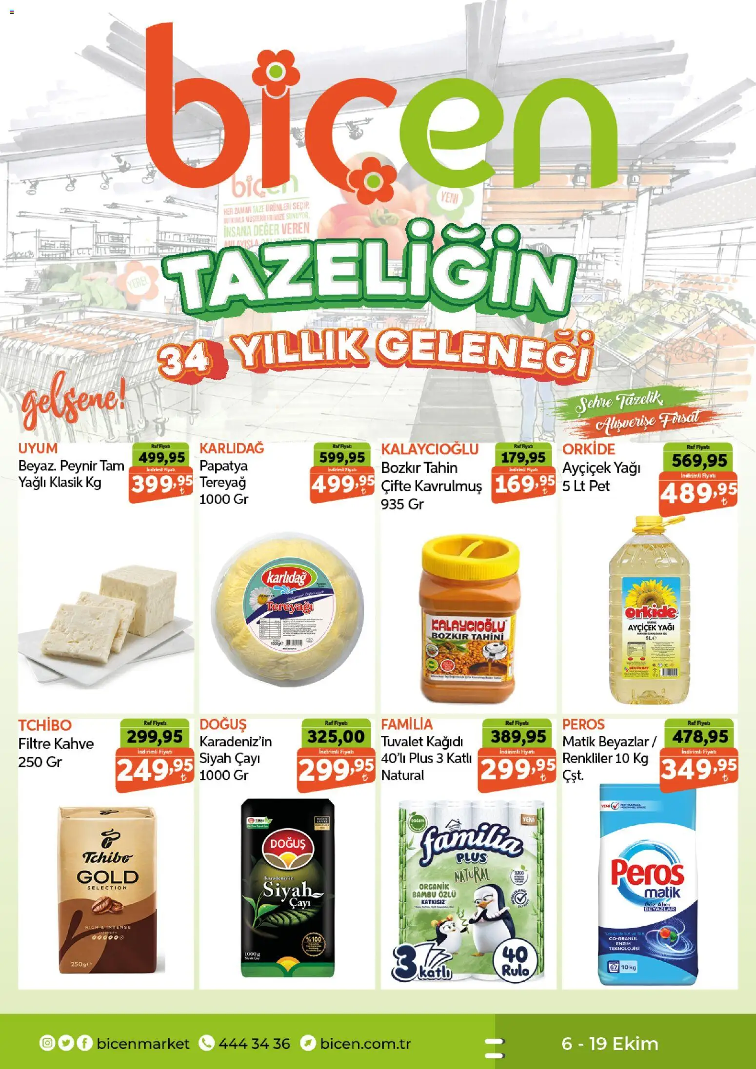 Biçen Market Biçen Market Katalog 06.10.2026 - Broşürünün önizlemesi - Kahve, Peynir, Tereyağı, Raf, Tuvalet, Tuvalet kağıdı