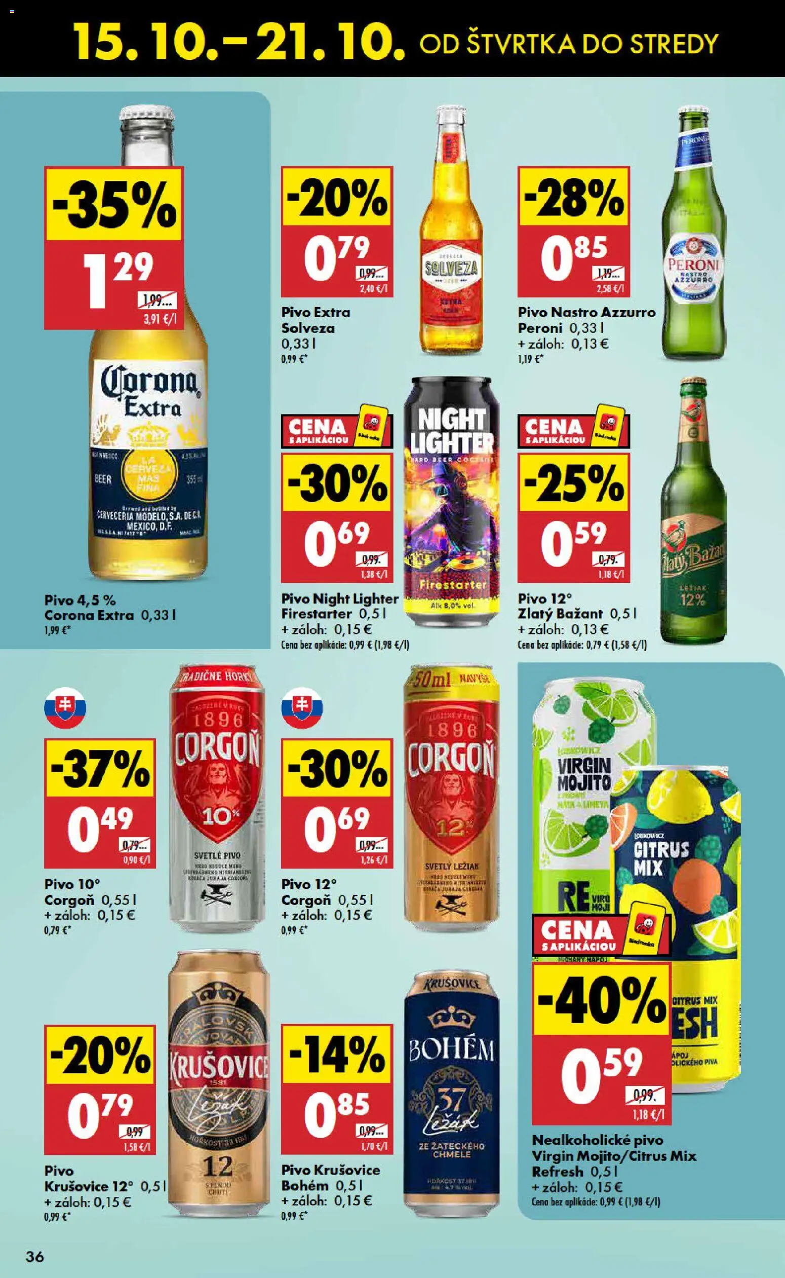 Náhľad Biedronka letáku platného od 15.10.2026 - Pivo, Krušovice, Zlatý Bažant, Corgoň, Corona Extra, Nealkoholické pivo, Pivo 12°