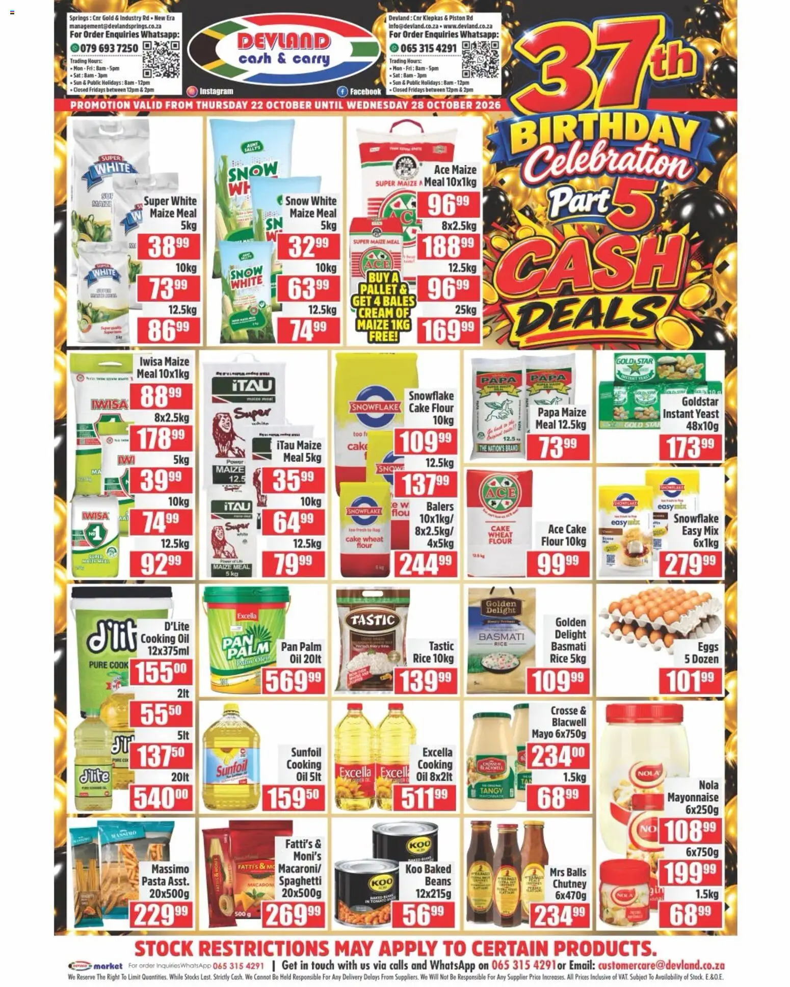 Preview of Devland flyer valid from 22/10/2026 - Cake, Eggs, Pasta, Oil, Rice, Cream, Flour, Stock