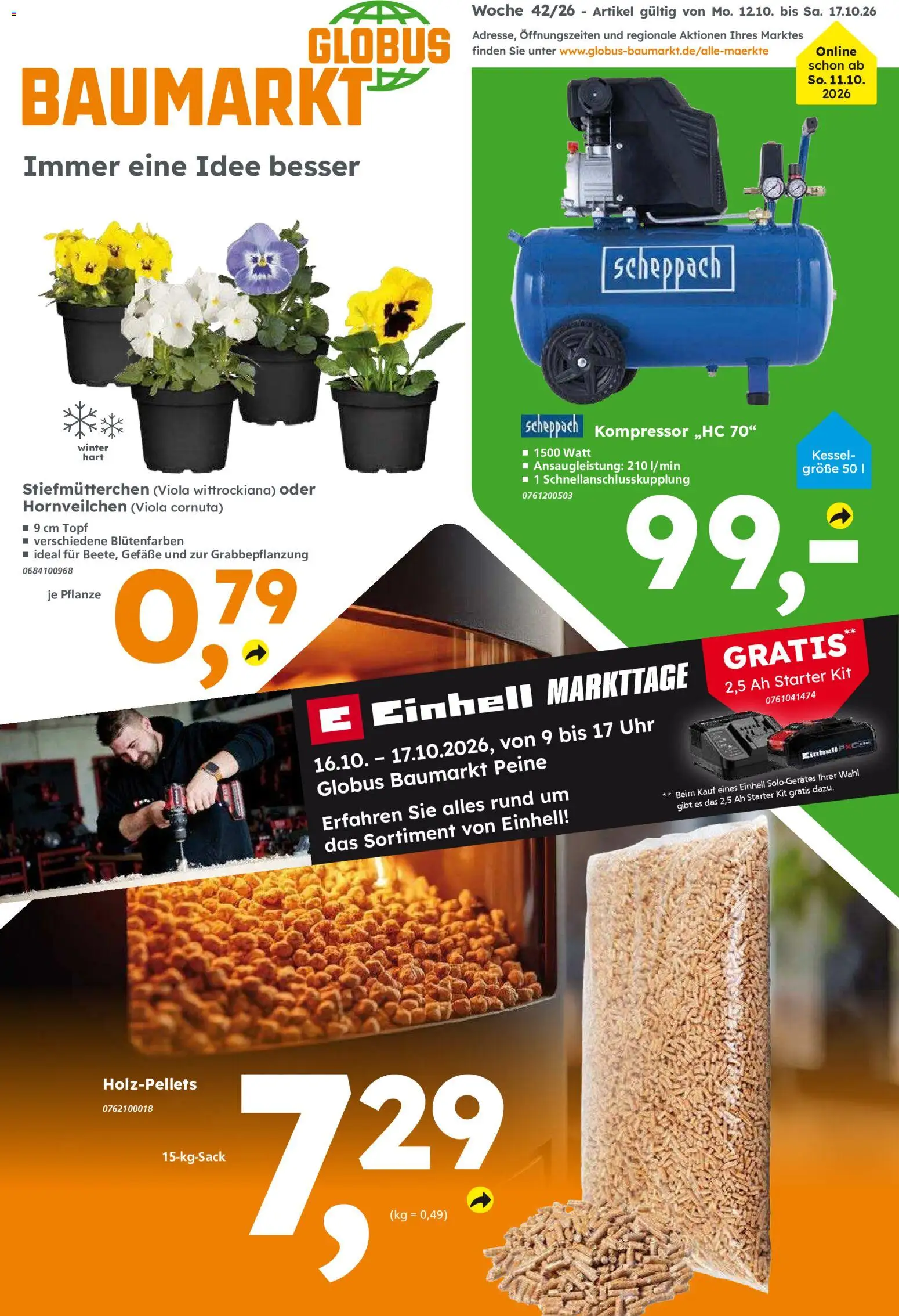Vorschau von dem Prospekt des Geschäftes Globus Baumarkt, gültig ab dem 12.10.2026 - Uhr, Stiefmutterchen