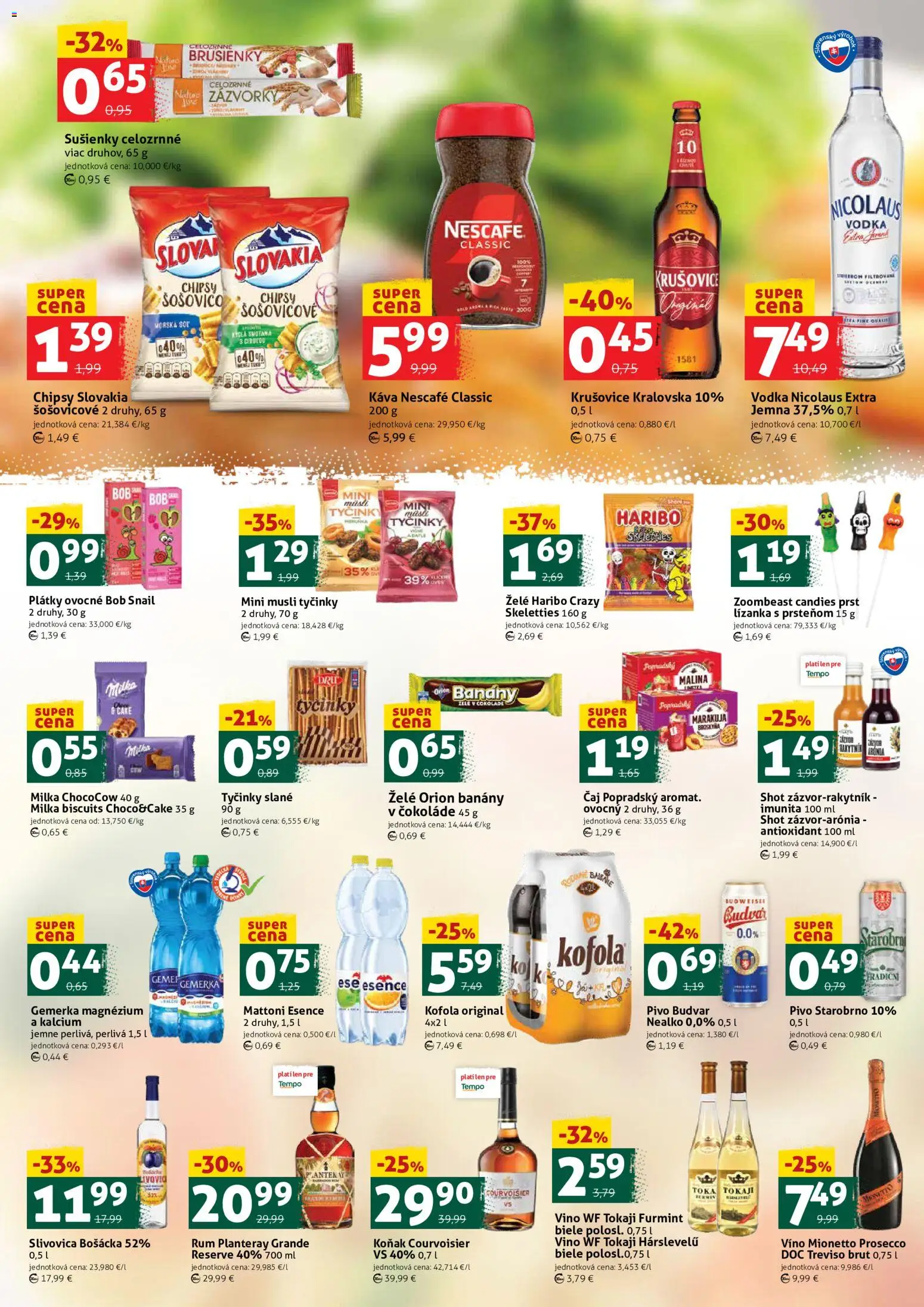 Náhľad COOP Jednota letáku platného od 23.10.2026 - Káva, Kofola, Čaj, Mattoni, Koňak, Sušienky, Banány, Nescafé Classic