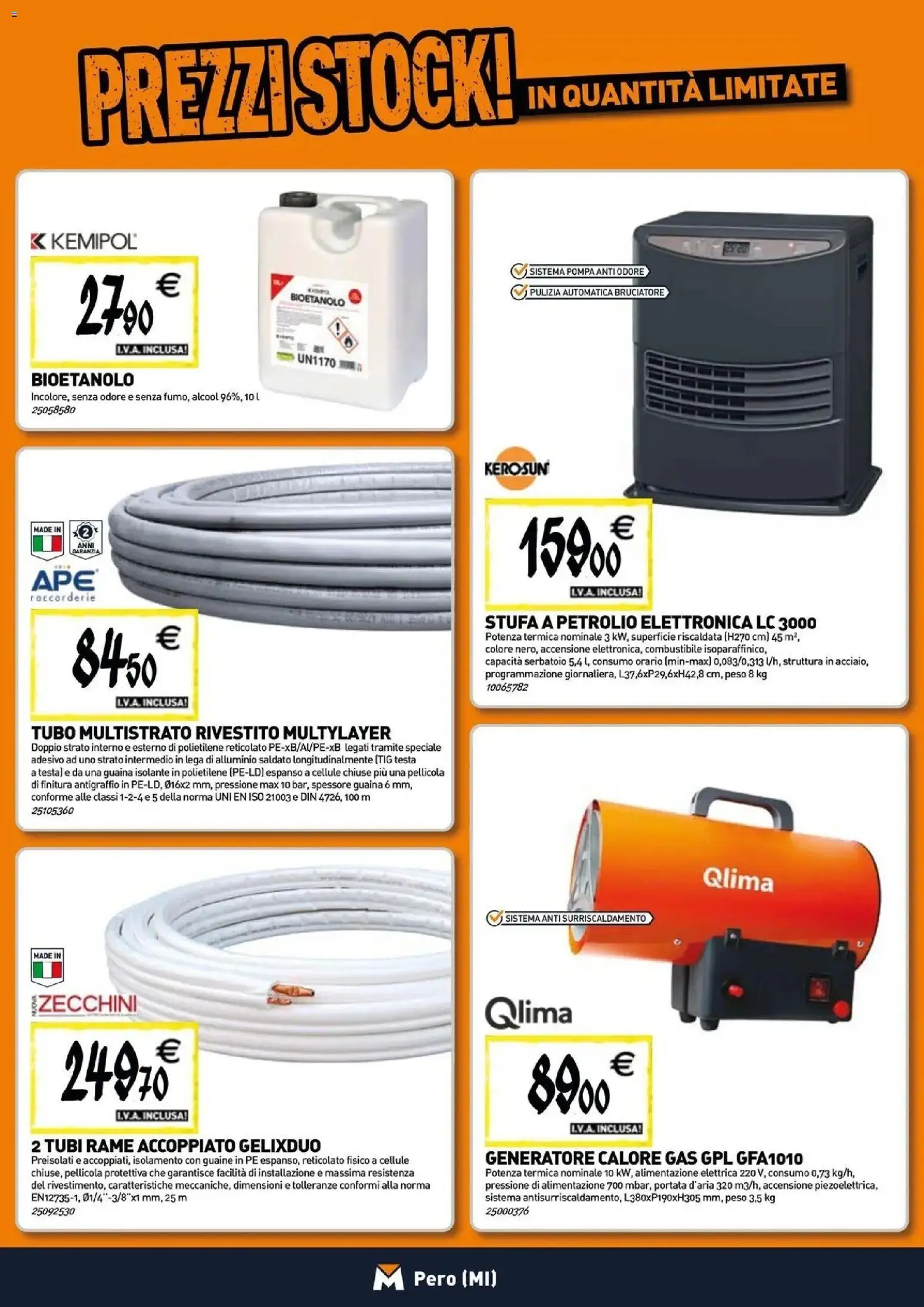 Anteprima dell'opuscolo TECNOMAT catalogo Pero dal negozio TECNOMAT valido da 29/10/2026 - Tubi, Rame, Alluminio, Stufa, Generatore, Tubo, Pellicola