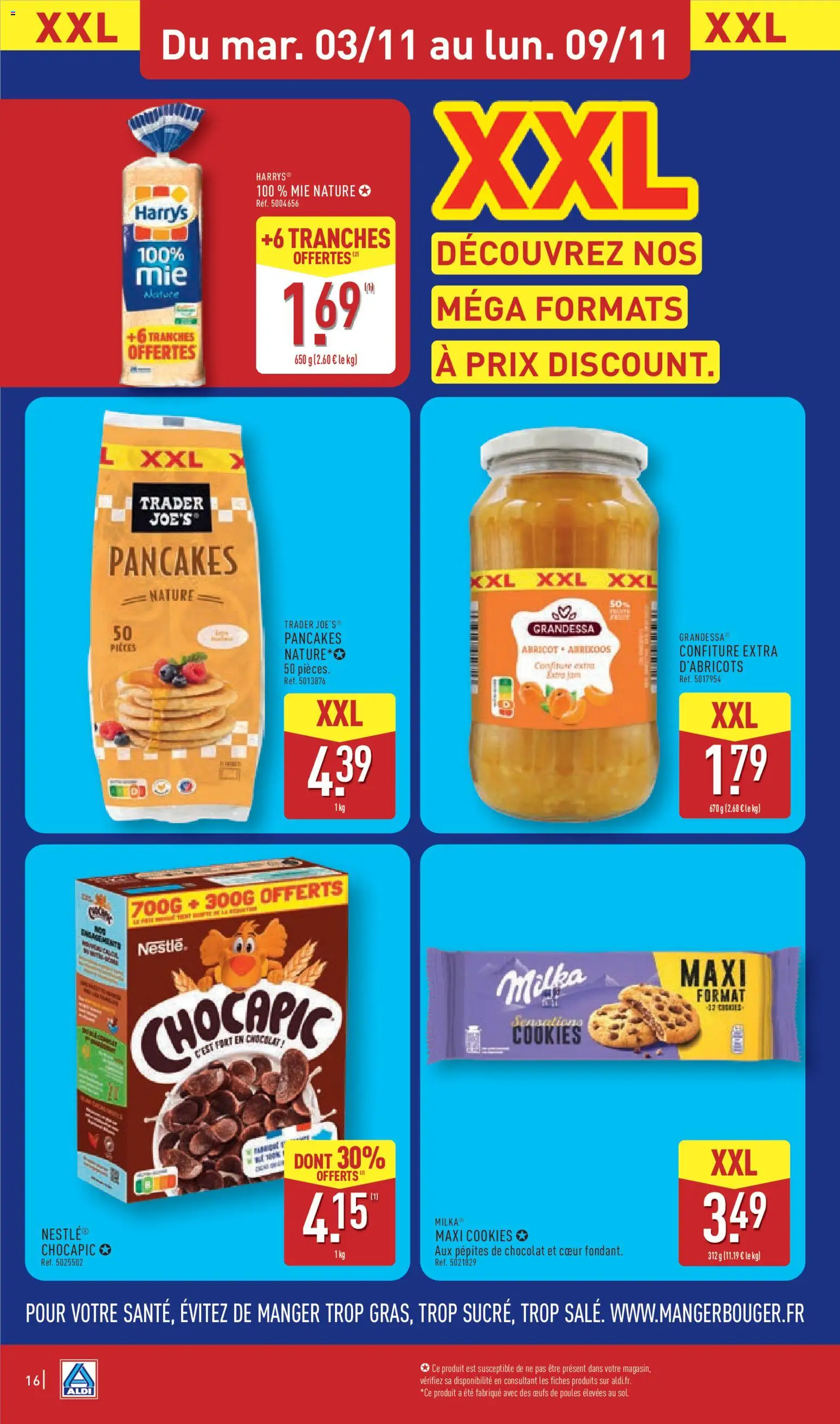 Prévisualisation de Aldi catalogue du magasin Aldi formulaire valide 03/11/2026 - Cookies, Pancakes, Chocolat, Œufs, Confiture, Chocapic, Pépites de chocolat, Cookies aux pepites de chocolat