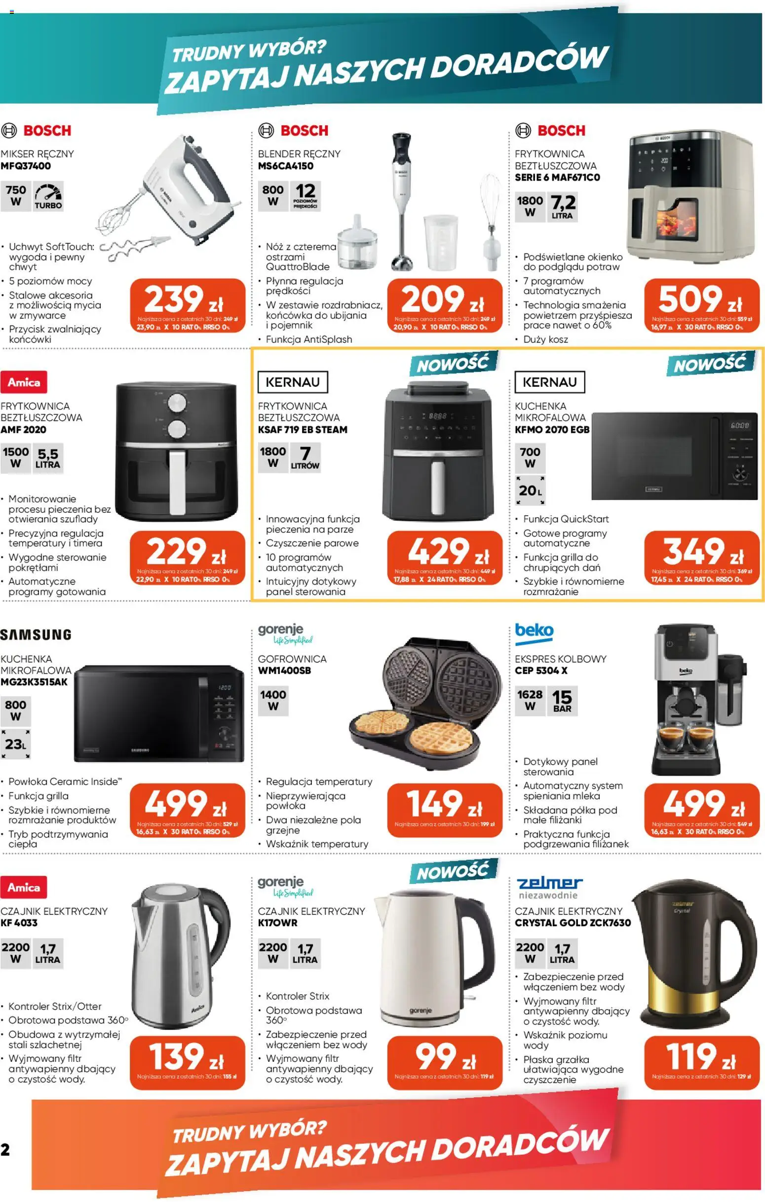 Pogląd gazetki "Max elektro gazetka" ze sklepu Max elektro ważnej od 01.10.2026 - Czajnik elektryczny, Blender, Czajnik, Gofrownica, Blender ręczny, Frytkownica, Kuchenka, Mleka