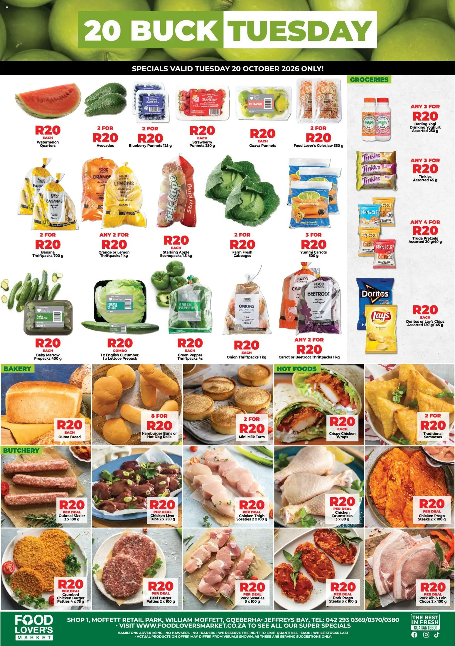 Preview of Food Lover's Market flyer valid from 20/10/2026 - Bakery, Bananas, Lemons, Liver, Cabbages, Onion, Pork, Pepper