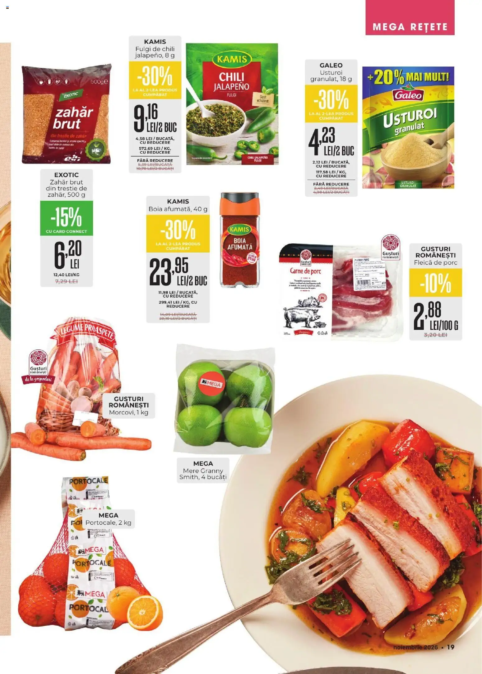 Previzualizarea de cataloage: Mega Image Mega Image Catalog Noiembrie valabil de la 01.11.2026 - Legume, Mere, Zahăr, Carne De Porc, Usturoi, Portocale, Fulgi, Fleică