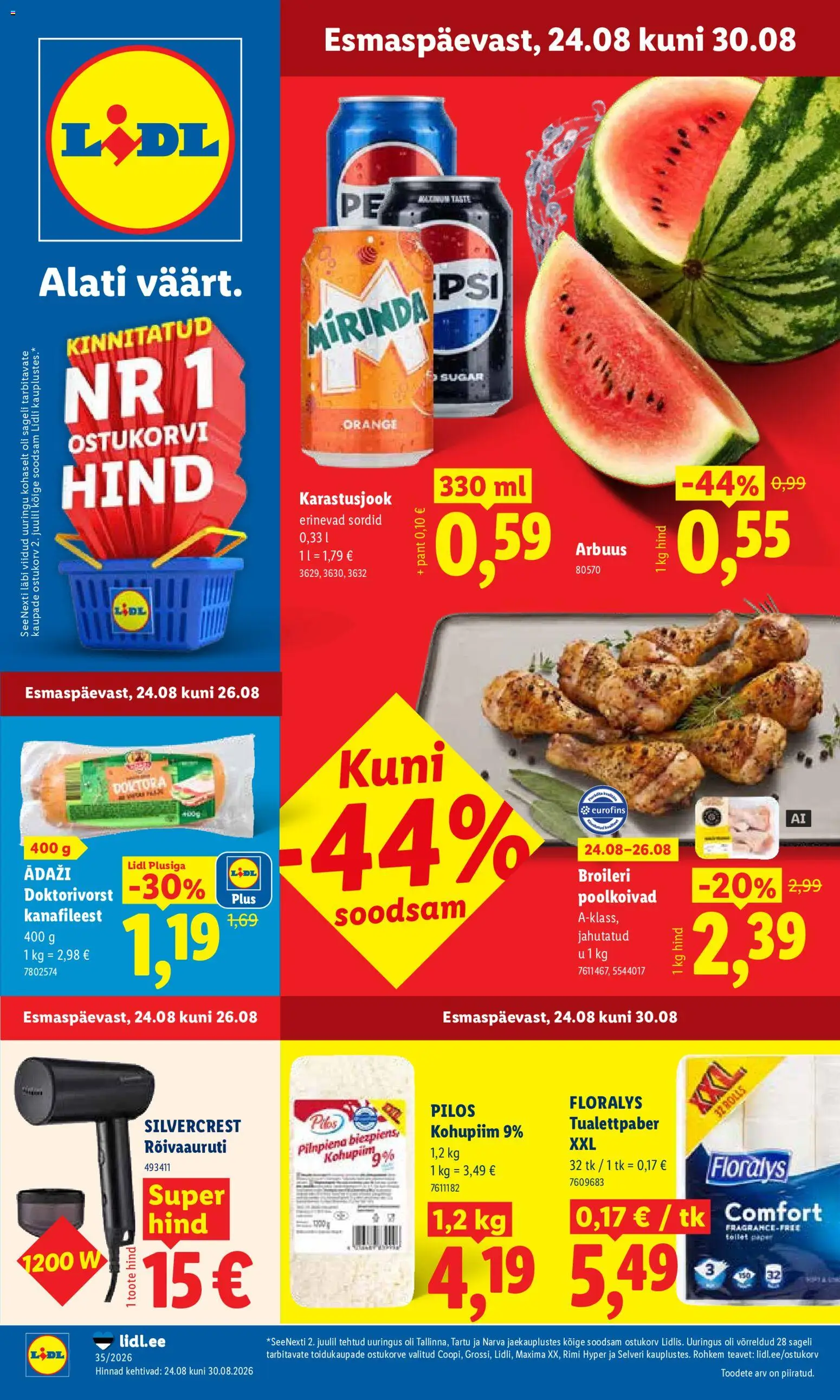 Lidl kliendilehe eelvaade alates 24.08.2026