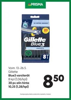 Kaupan Prisma Prisma tarjoukset Gillette esikatselu, voimassa 13/05/2026