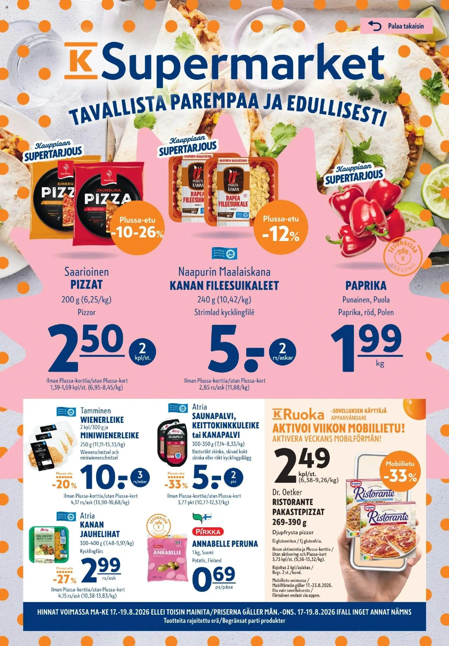 Kaupan K-Supermarket K-Supermarket tarjoukset esikatselu, voimassa 17/08/2026