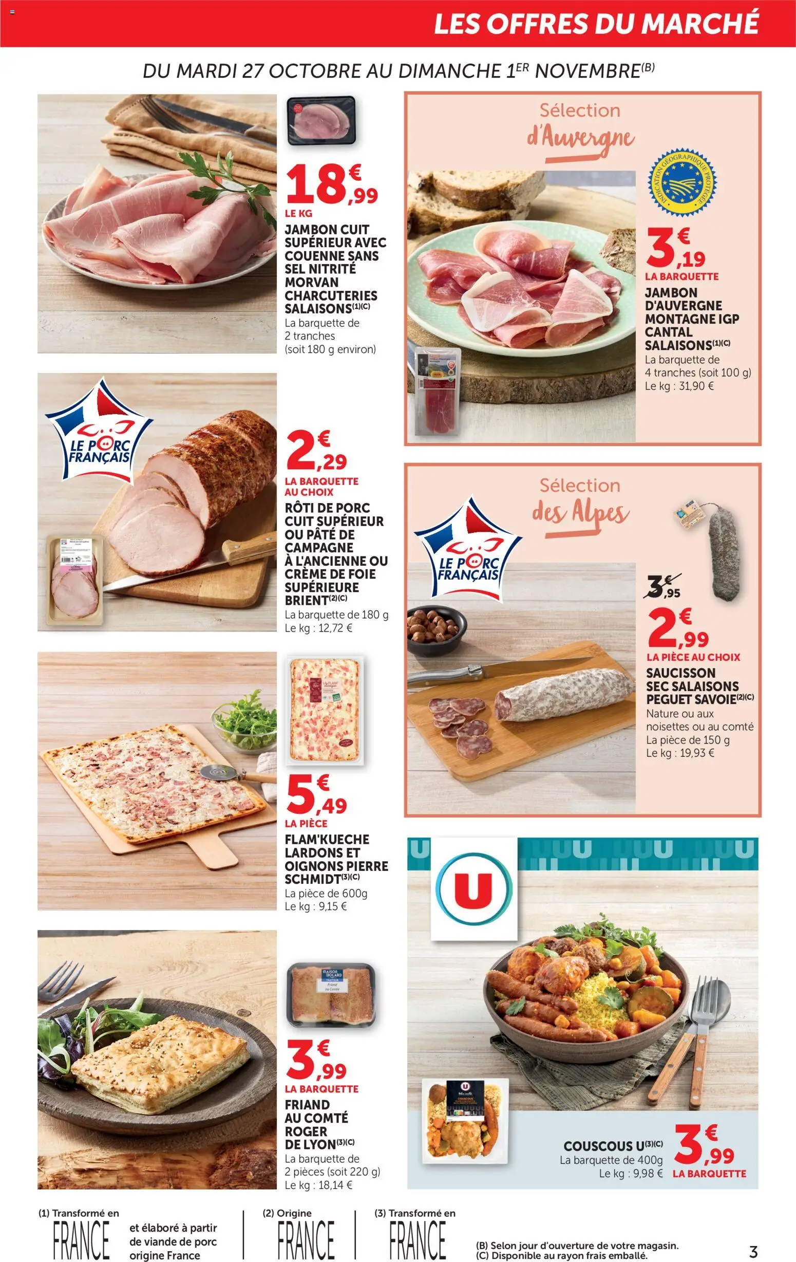 Prévisualisation de bi1 Catalogue du magasin bi1 formulaire valide 27/10/2026 - Rôti de porc, Jambon, Oignons, Crème, Sel, Saucisson sec, Noisettes, Viande de porc