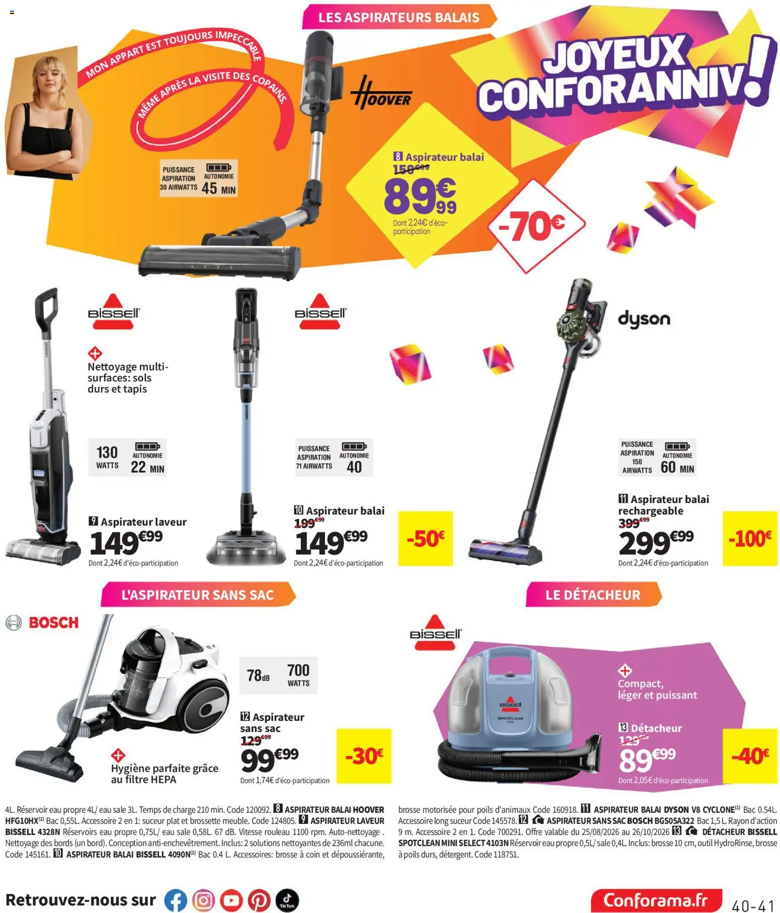Prévisualisation de Conforama catalogue du magasin Conforama formulaire valide 25/08/2026 - Sac, Balai, Aspirateur sans sac, Filtre, Brosse, Rouleau, Câble, Filtre HEPA