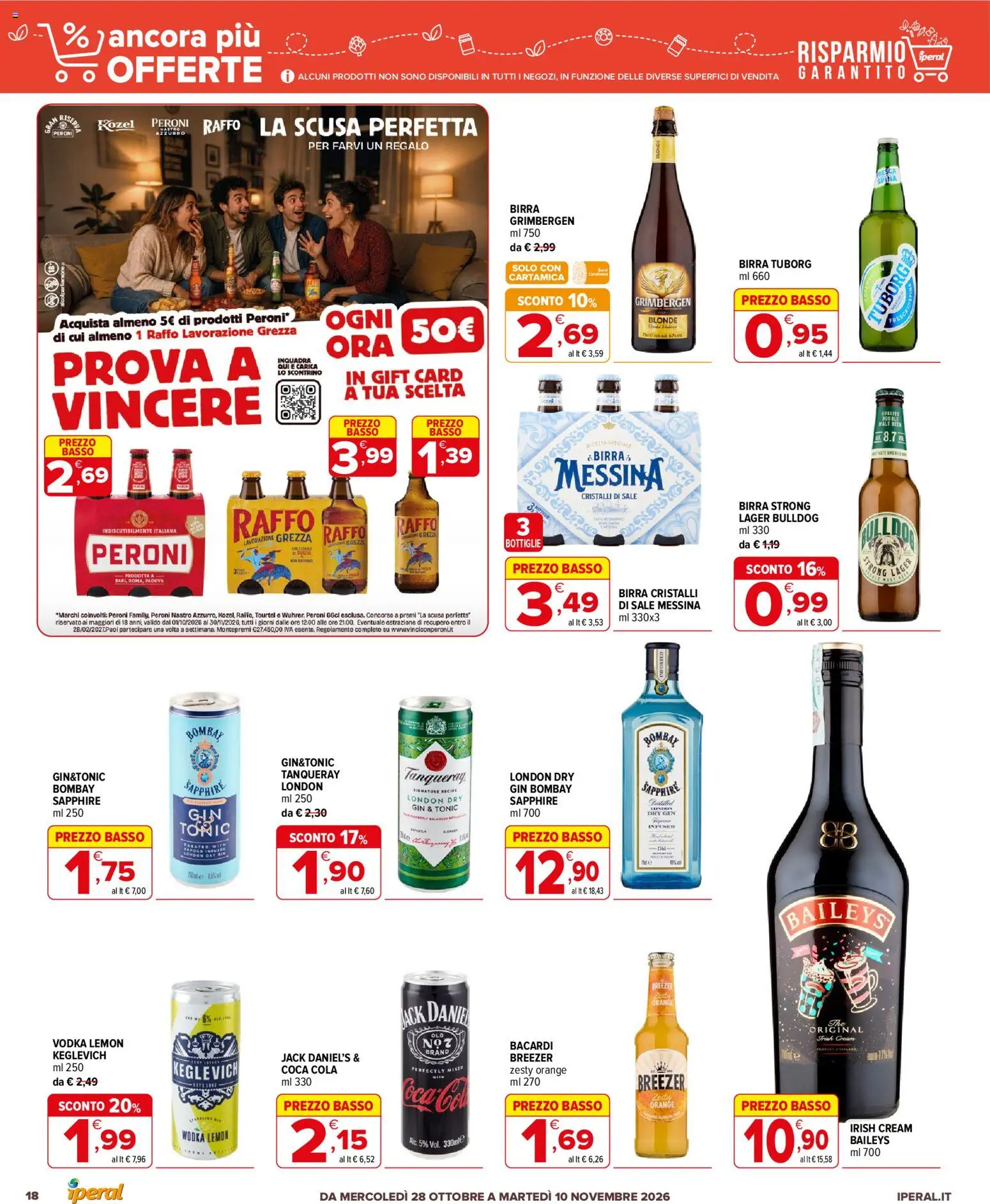 Anteprima dell'opuscolo Iperal volantino Ancora Più Offerte dal negozio Iperal valido da 28/10/2026 - Coca Cola, Vodka, Sale, Basso, Gin Bombay, Bombay Sapphire, Birra Grimbergen, Birra Tuborg