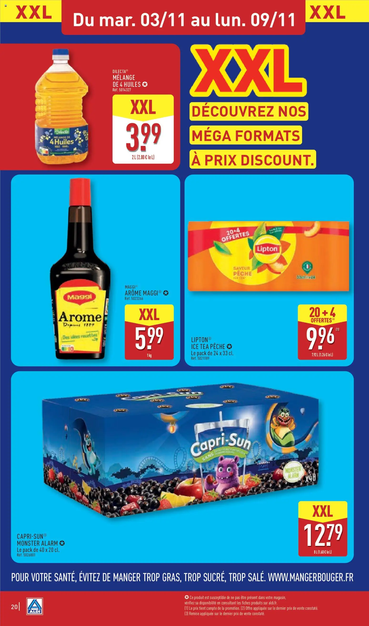 Prévisualisation de Aldi catalogue du magasin Aldi formulaire valide 03/11/2026 - Pêche, Ice tea, Huile, Huile végétale, Capri-Sun