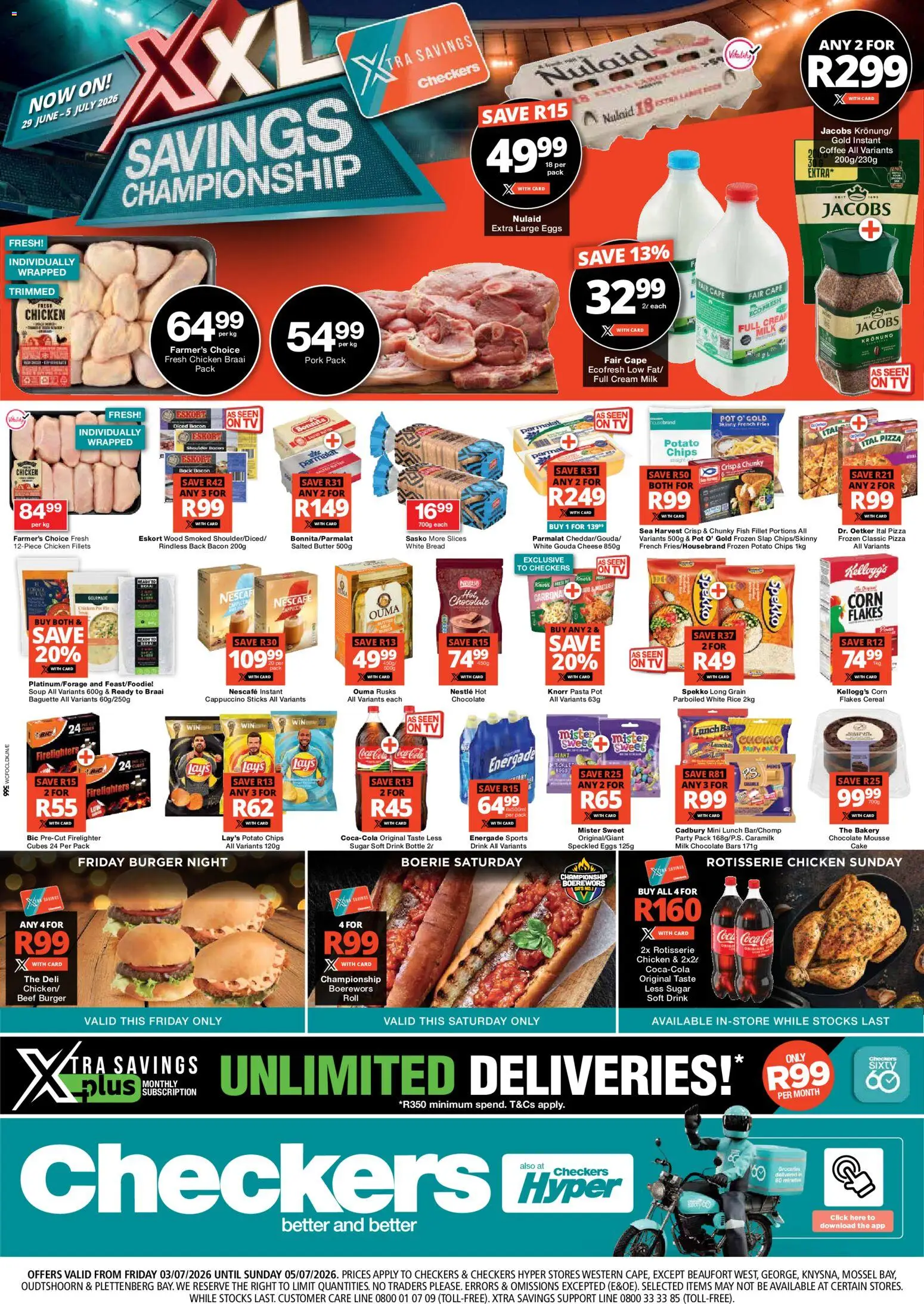 Preview of Checkers flyer valid from 03/07/2026 - Coffee, Fish, Cake, Pasta, Bread, Chocolate mousse, Fillet, Instant coffee