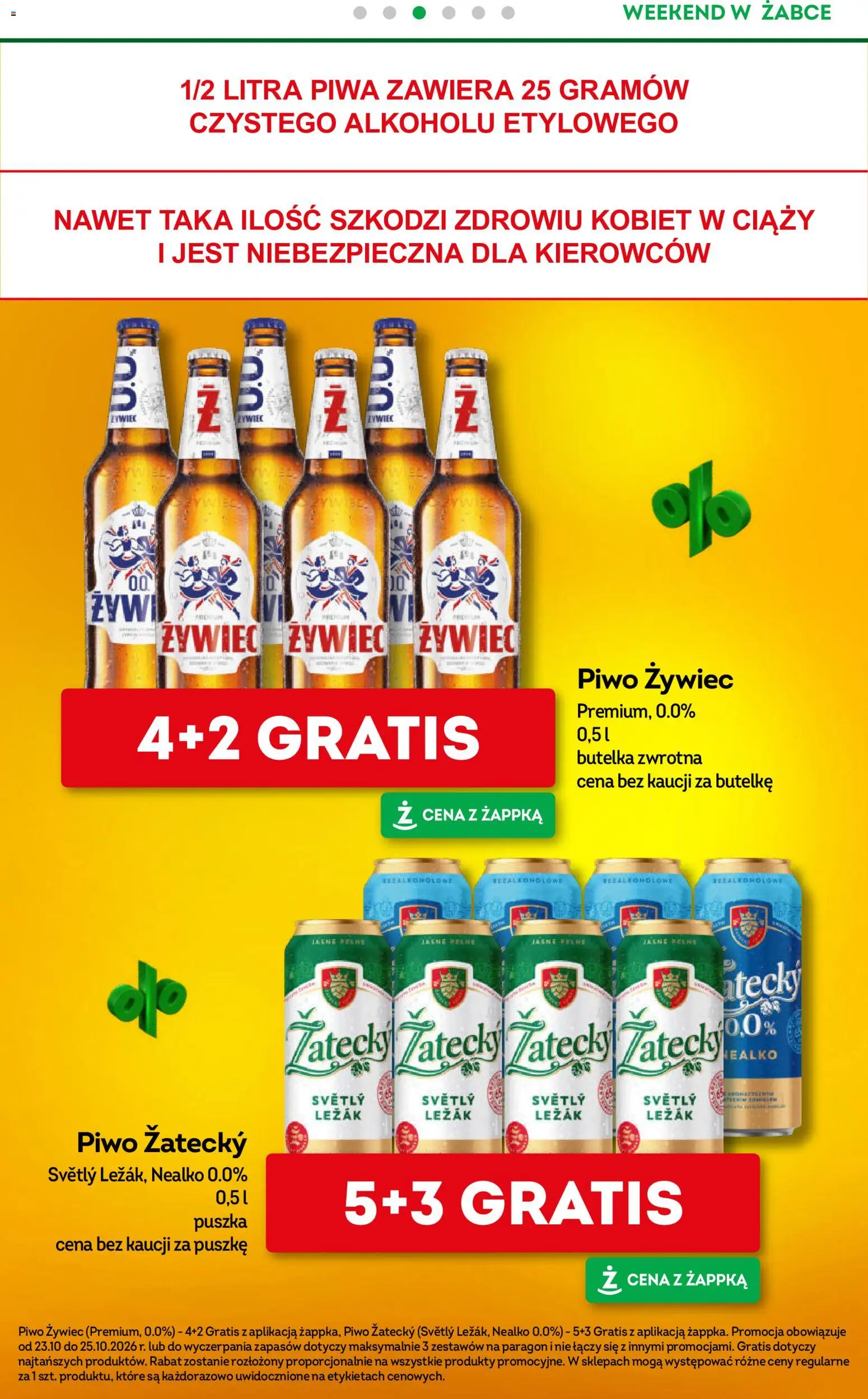 Pogląd gazetki "Żabka gazetka - Weekendowe promocje" ze sklepu Żabka ważnej od 23.10.2026 - Piwo, Leżak, Piwo zatecky