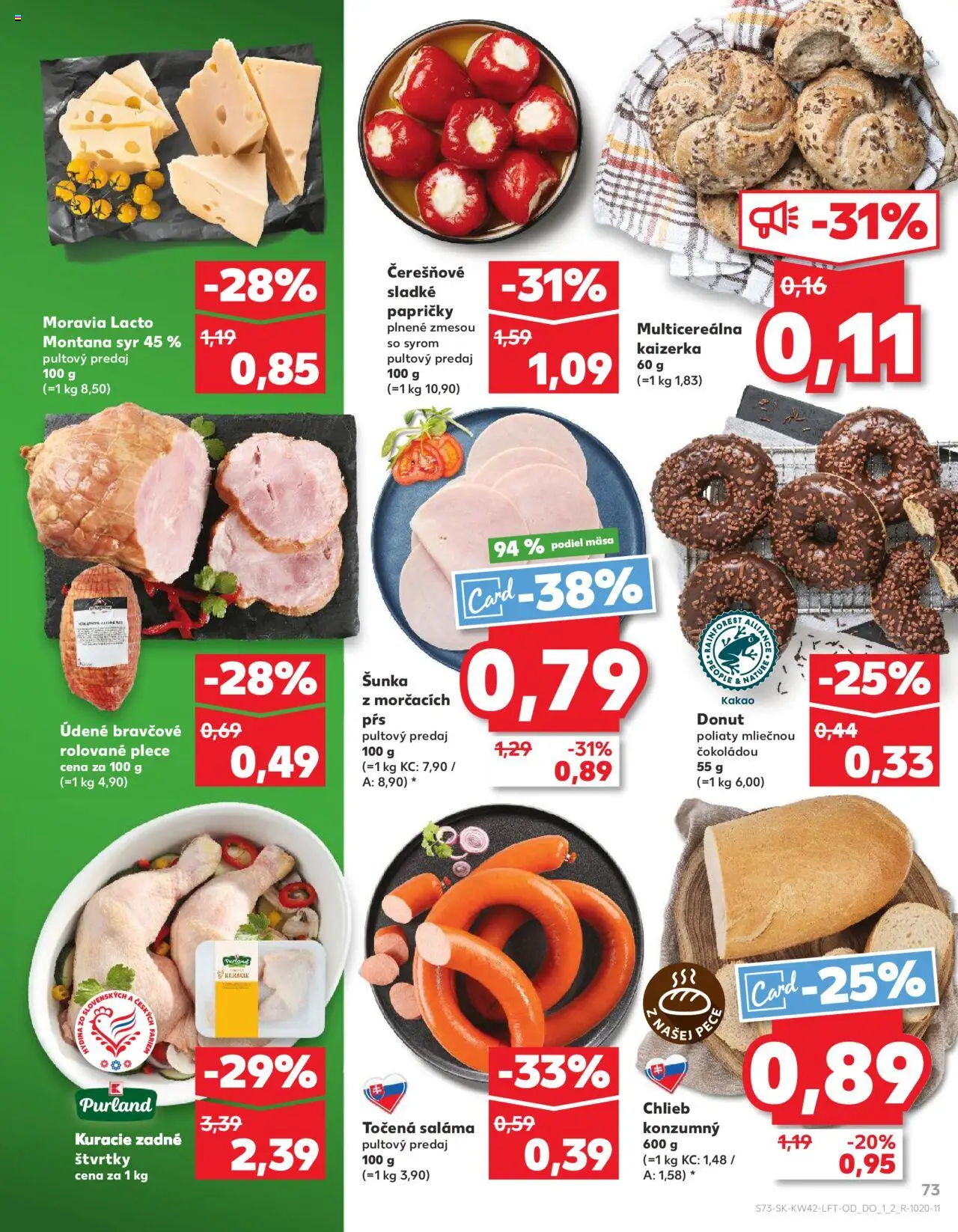 Náhľad Kaufland letáku platného od 16.10.2025 - Syr, Chlieb, Donut, Kakao, Šunka, Saláma