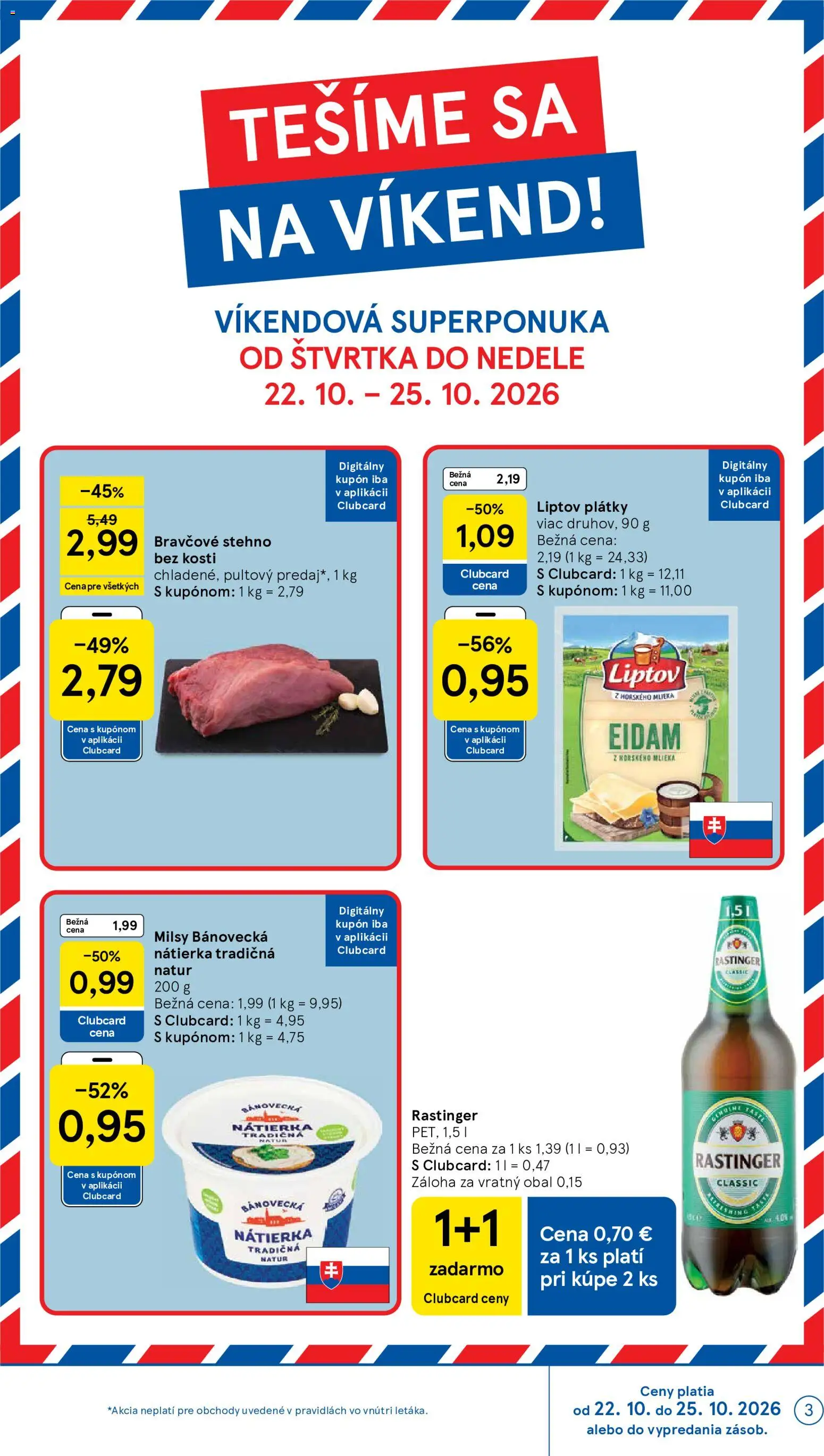 Náhľad Tesco letáku platného od 21.10.2026 - Bravčové stehno, Nátierka, Eidam
