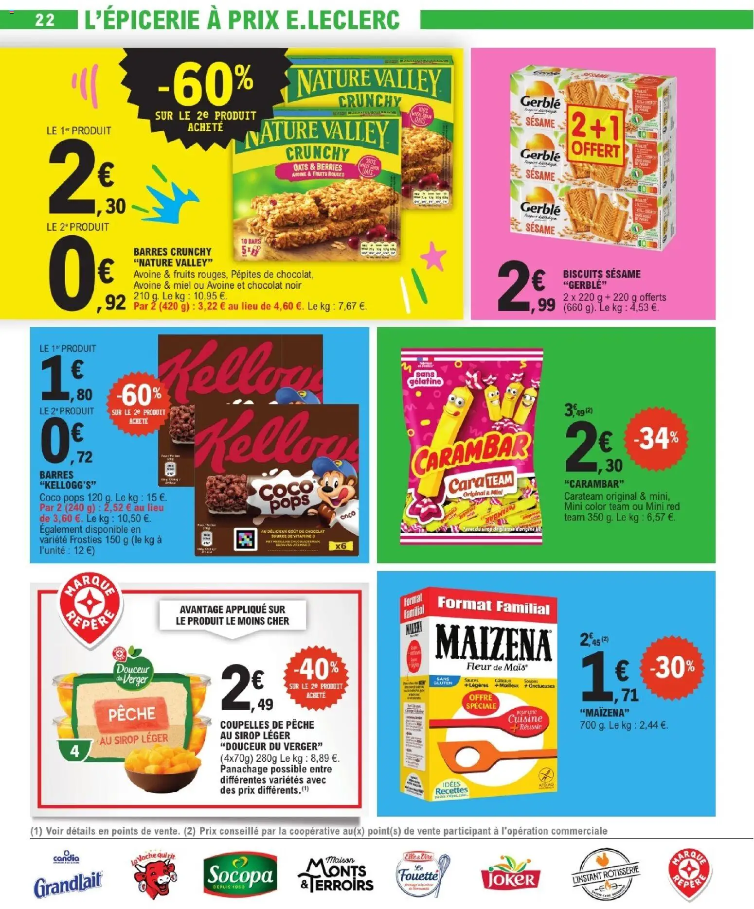 Prévisualisation de E.Leclerc catalogue du magasin E.Leclerc formulaire valide 08/09/2026 - Fruits, Pêche, Biscuits, Carambar, Soupes, Chocolat noir, Sirop, Gélatine