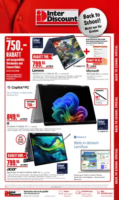 Vorschau des Merkblatts Interdiscount aktionen Back to school vom Shop Interdiscount gültig von 20.07.2026 bis 02.08.2026
