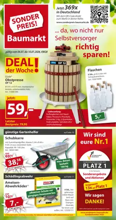 Vorschau von dem Prospekt des Geschäftes Sonderpreis Baumarkt, gültig ab dem 04.07.2026