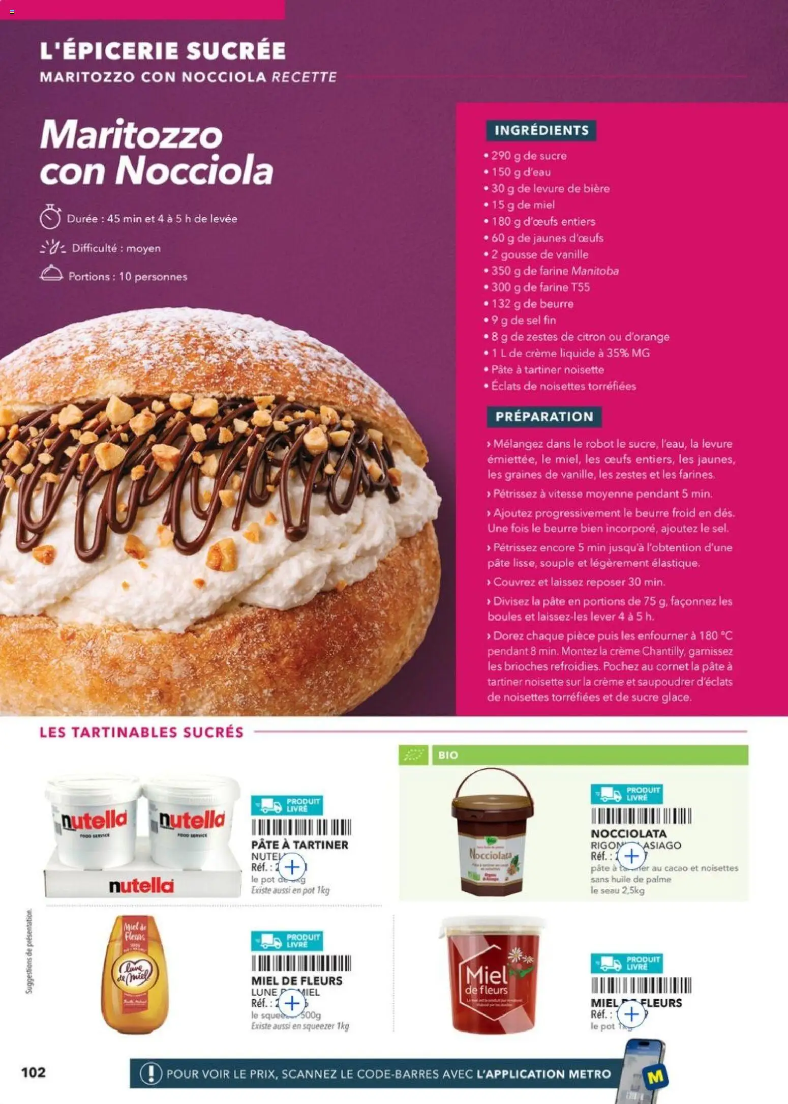 Prévisualisation de METRO - Guide Italie du magasin METRO formulaire valide 28/05/2026 - Bière, Miel, Citron, Sucre, Crème, Pâte à tartiner, Levure, Ingrédients