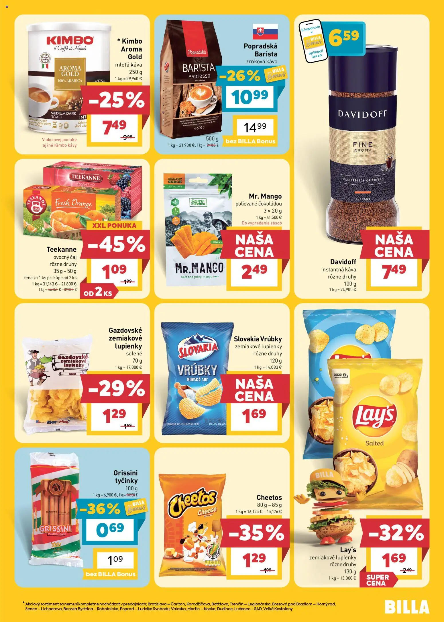 Náhľad Billa letáku platného od 21.10.2026 - Mango, Káva, Čaj, Zrnková káva, Barista, Instantná káva, Teekanne, Mletá káva