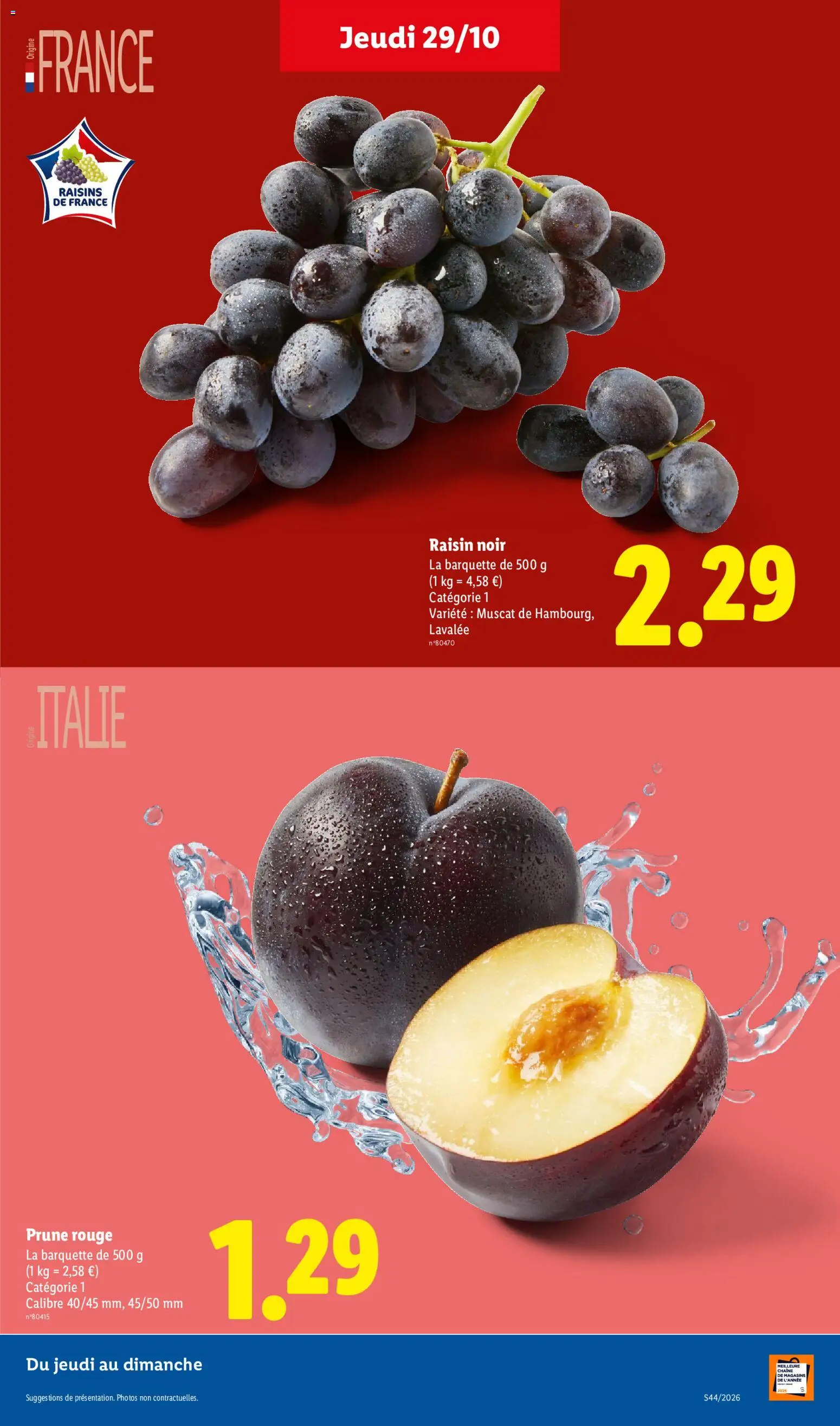 Prévisualisation de LIDL catalogue du magasin LIDL formulaire valide 29/10/2026 - Prune, Raisin, Raisins