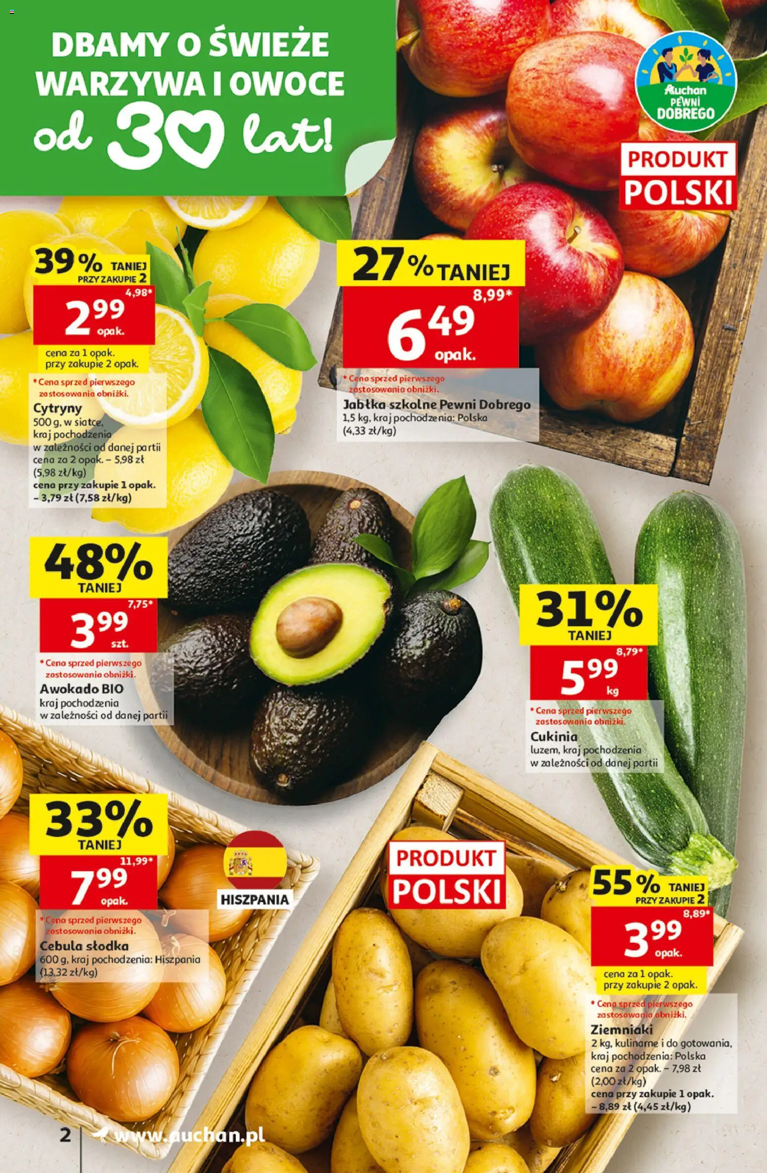 Pogląd gazetki "Auchan gazetka" ze sklepu Auchan ważnej od 29.10.2026 - Awokado, Ziemniaki, Owoce, Warzywa, Cukinia, Cebula, Cytryny, Jabłka