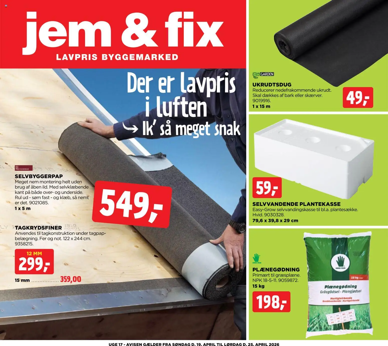 Eksempel på tilbudsavis Jem & fix - Tilbudsavis uge 17 fra butik Jem & fix gyldig fra 19/04/2026 - Søm
