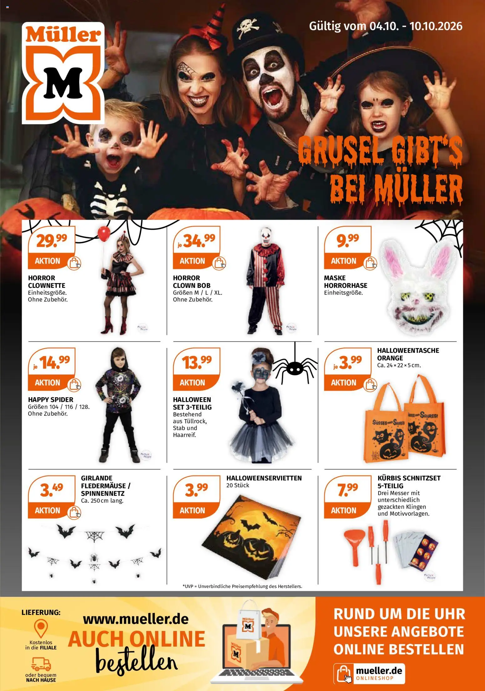 Vorschau von dem Prospekt des Geschäftes Müller, gültig ab dem 04.10.2026 - Uhr, Kürbis, Maske